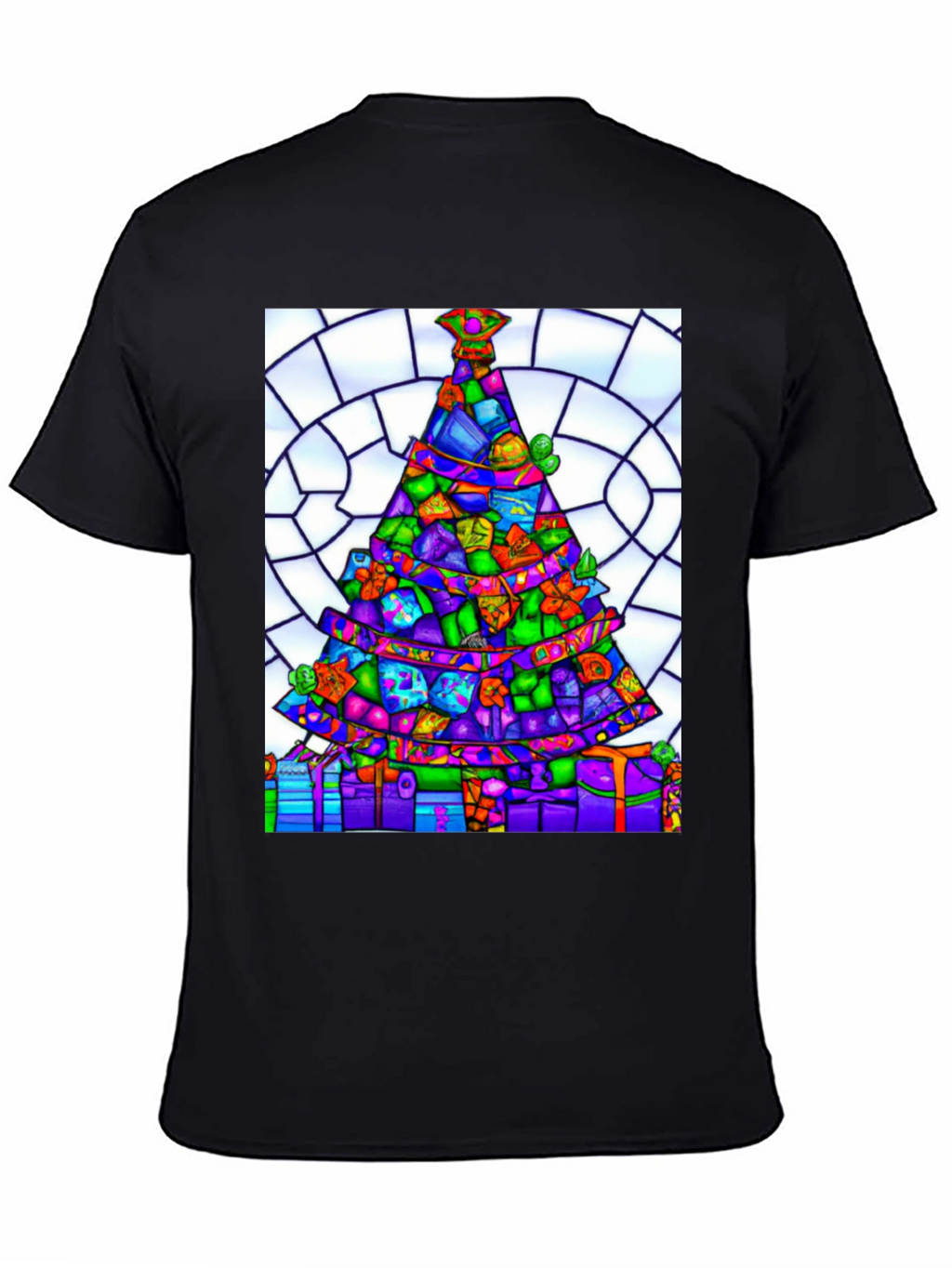 Stained Glass Christmas Tree Graphic Tee