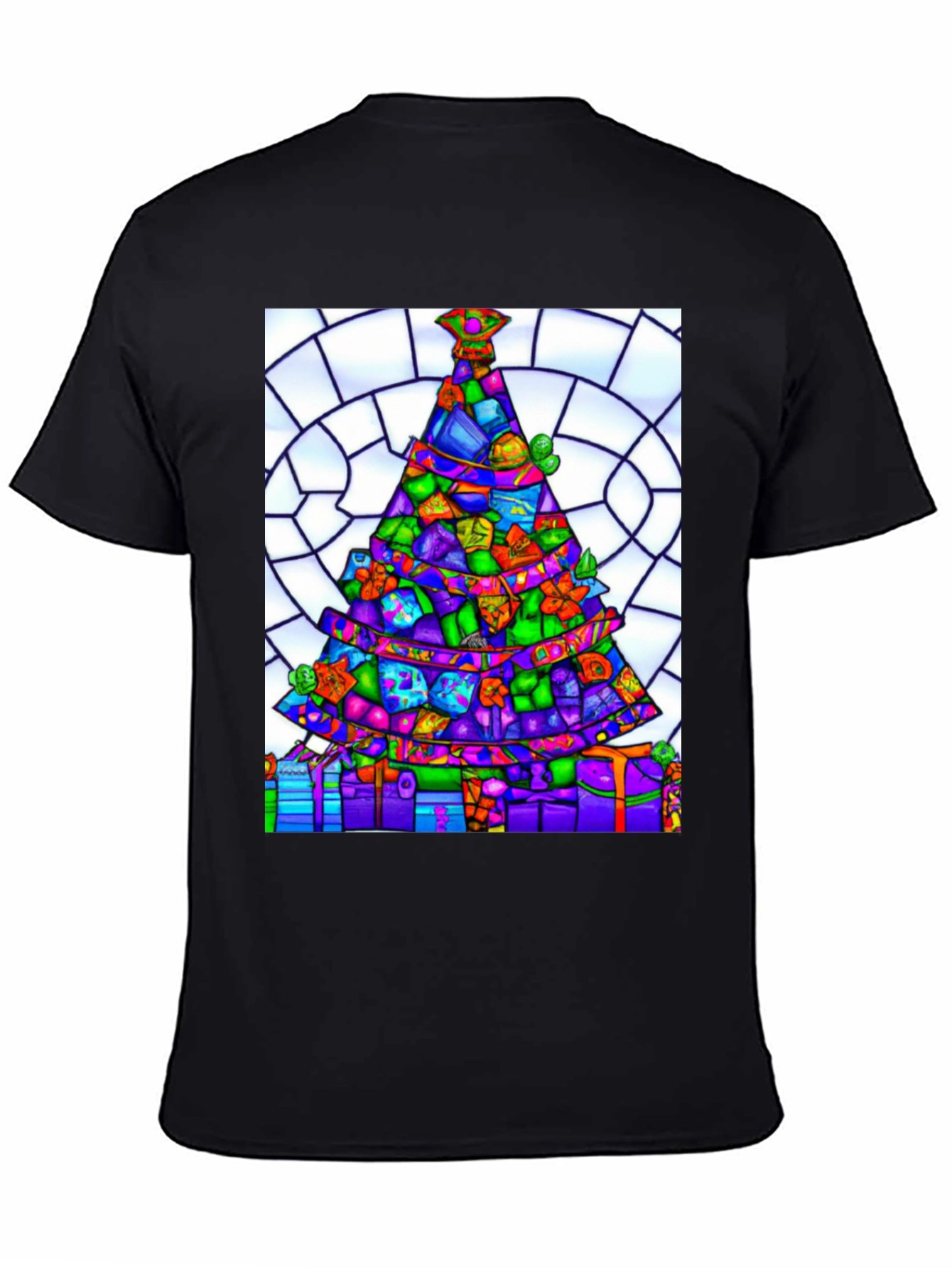 Stained Glass Christmas Tree Graphic Tee