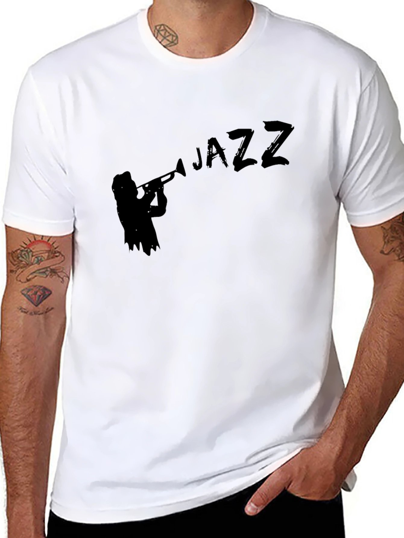 Jazz Musician Silhouette Black T-Shirt