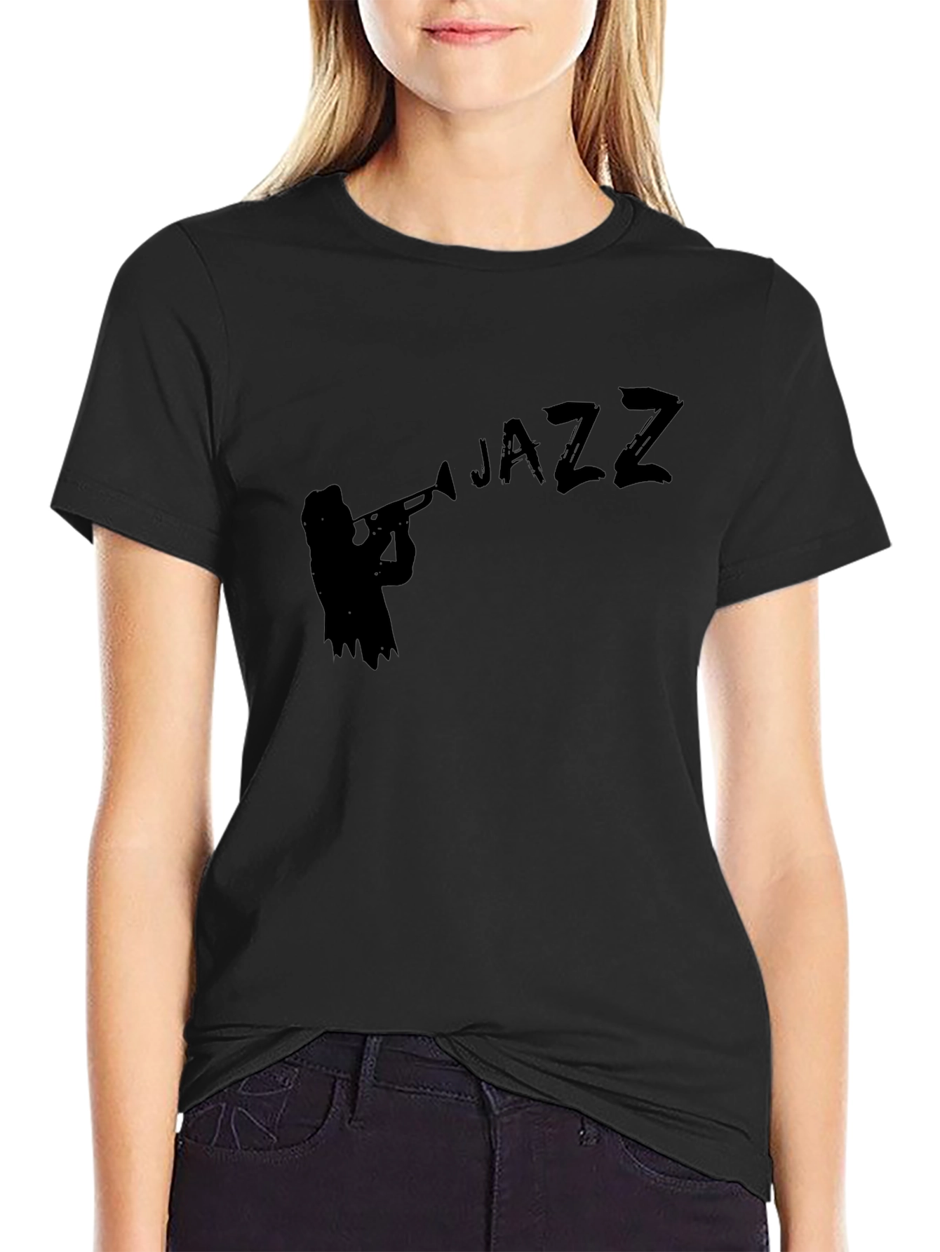 Jazz Musician Silhouette Black T-Shirt