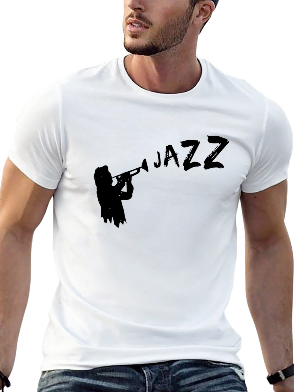 Jazz Musician Silhouette Black T-Shirt