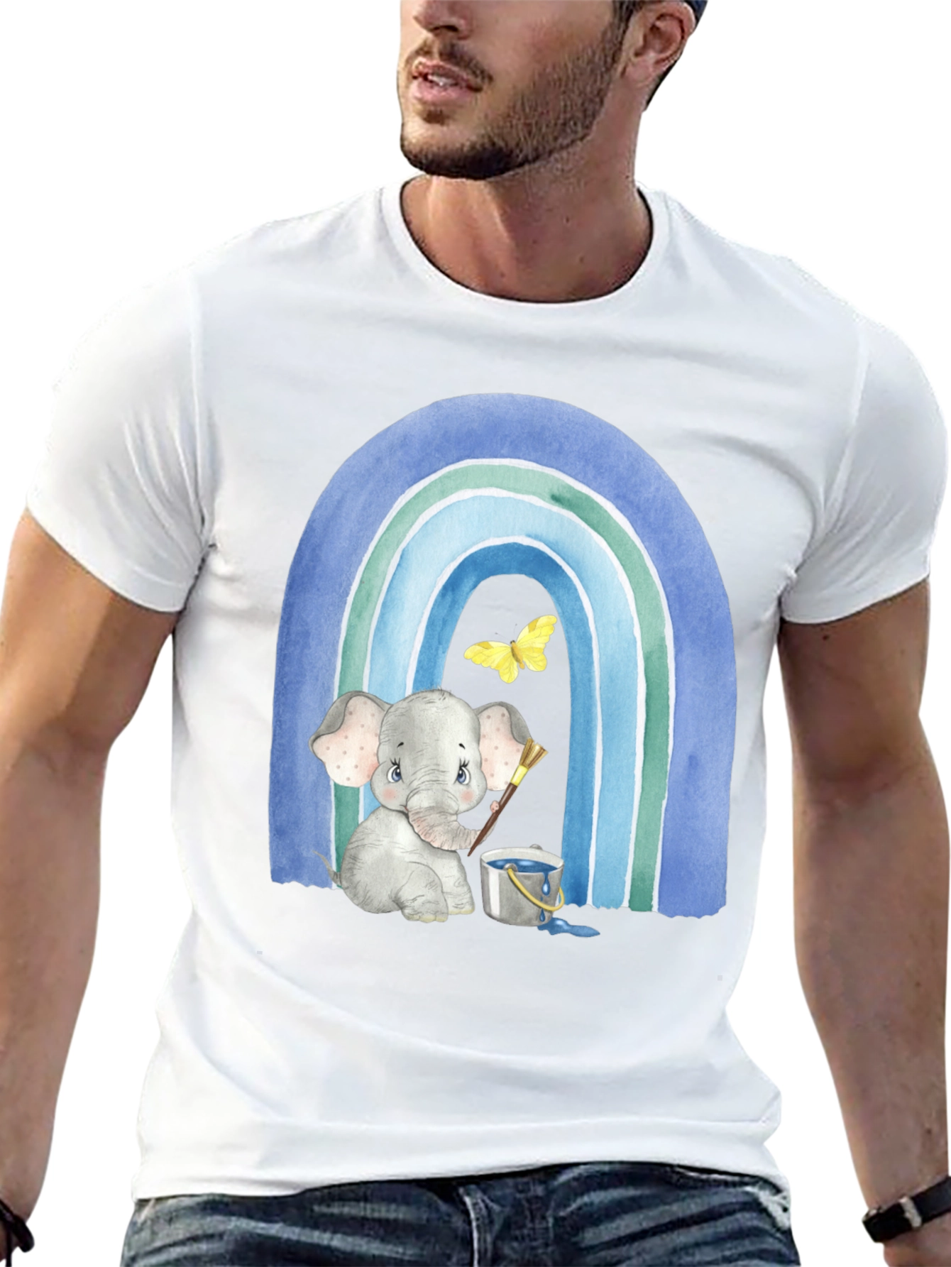 Elephant Painting Rainbow Graphic Tee