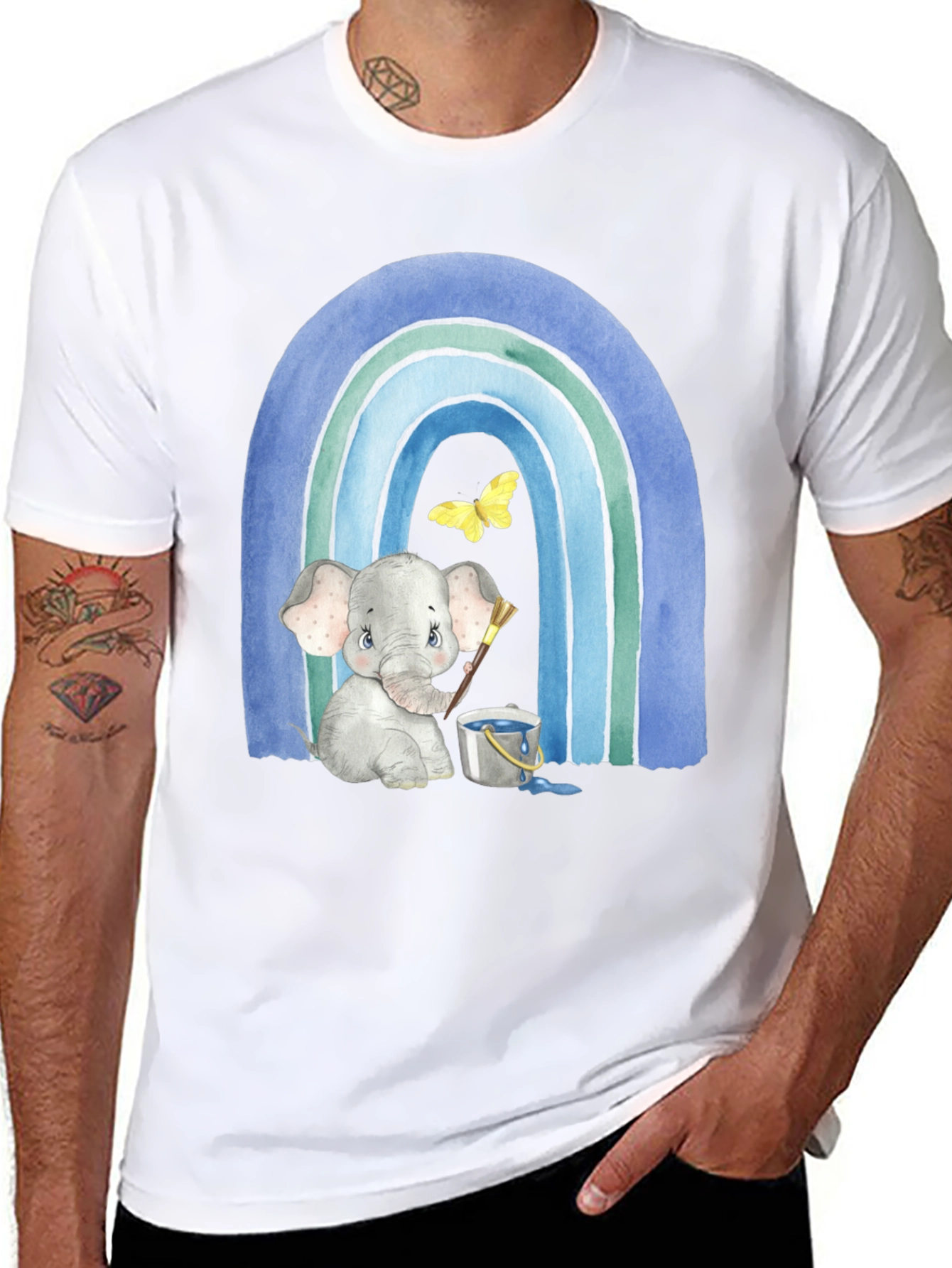 Elephant Painting Rainbow Graphic Tee