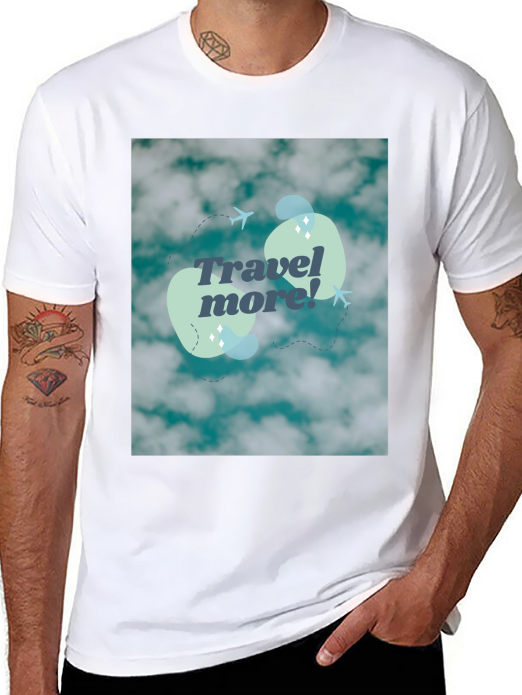 Travel More Graphic Tee - Cloud Design