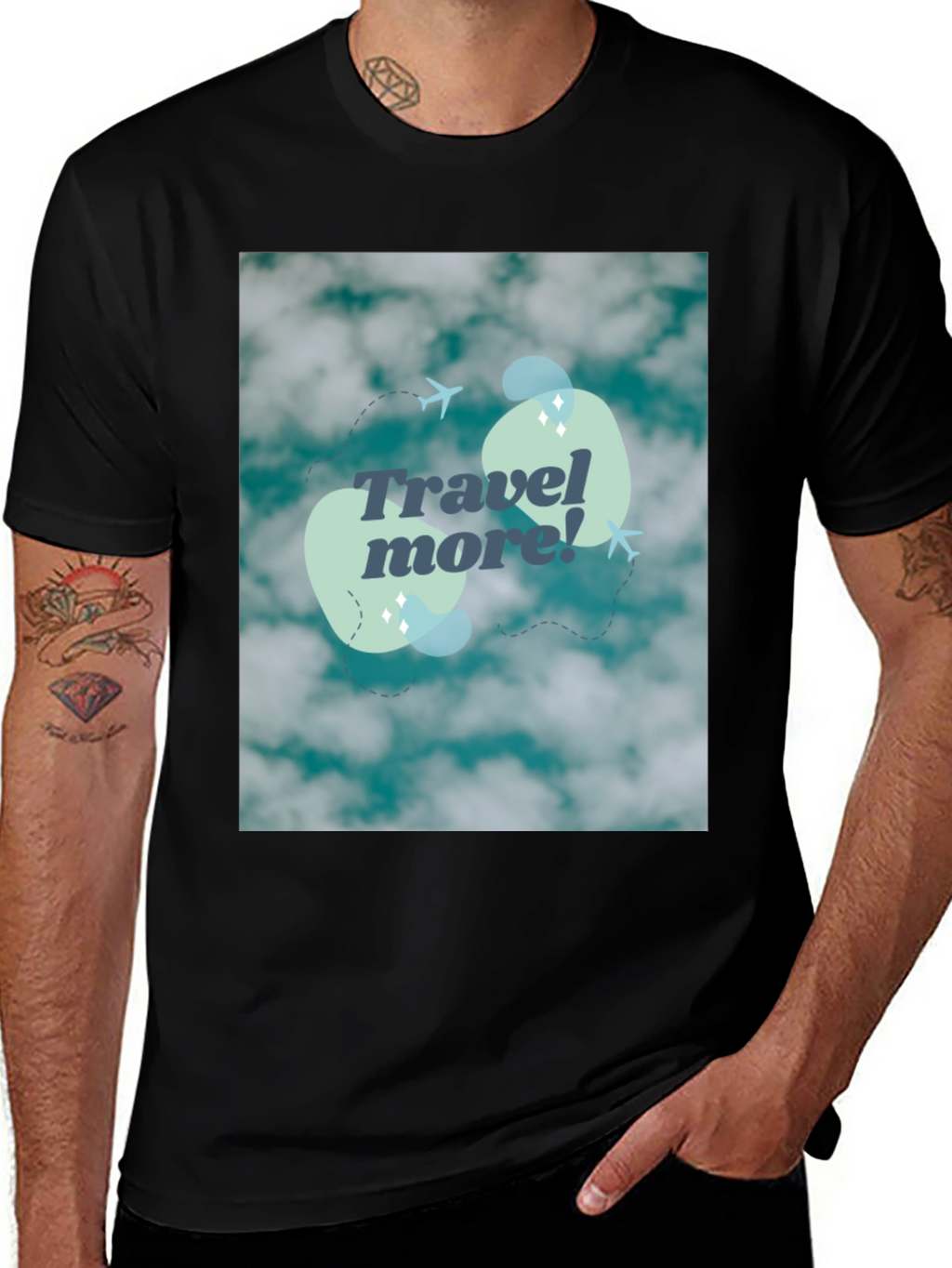 Travel More Graphic Tee - Cloud Design