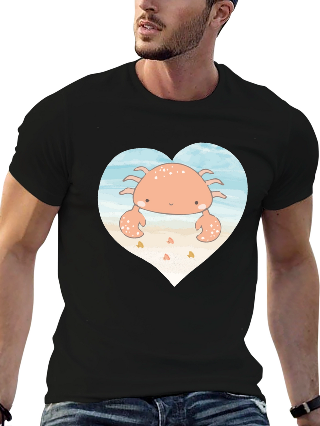 Cute Crab Heart Graphic T-Shirt