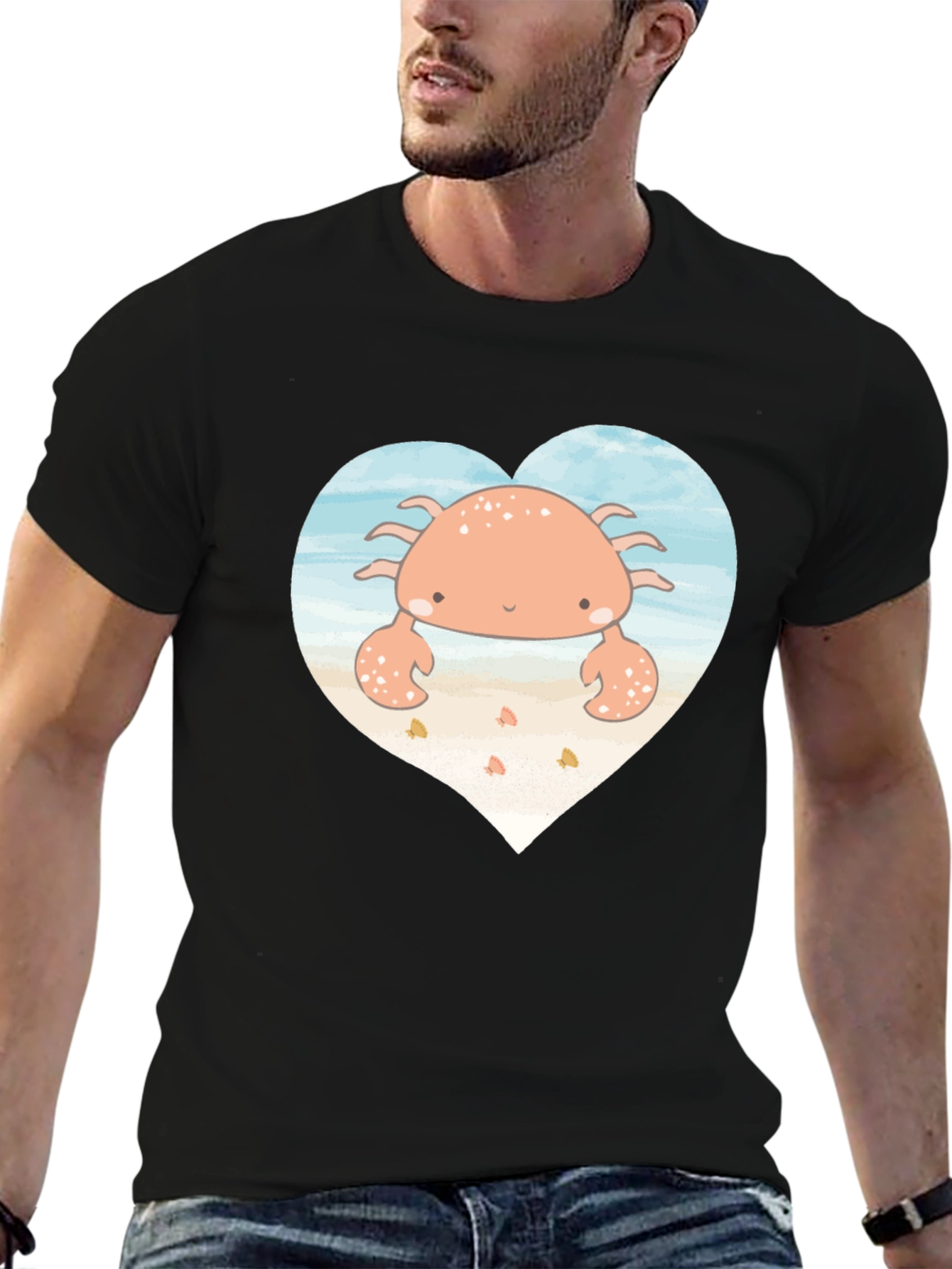 Cute Crab Heart Graphic T-Shirt