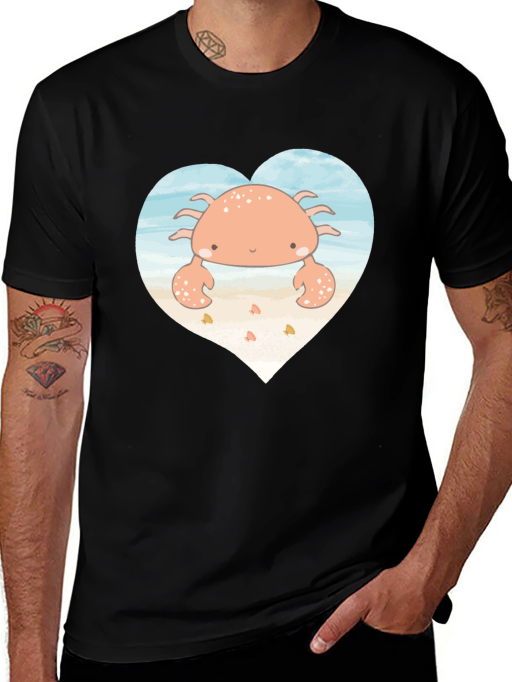 Cute Crab Heart Graphic T-Shirt
