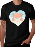 Cute Crab Heart Graphic T-Shirt