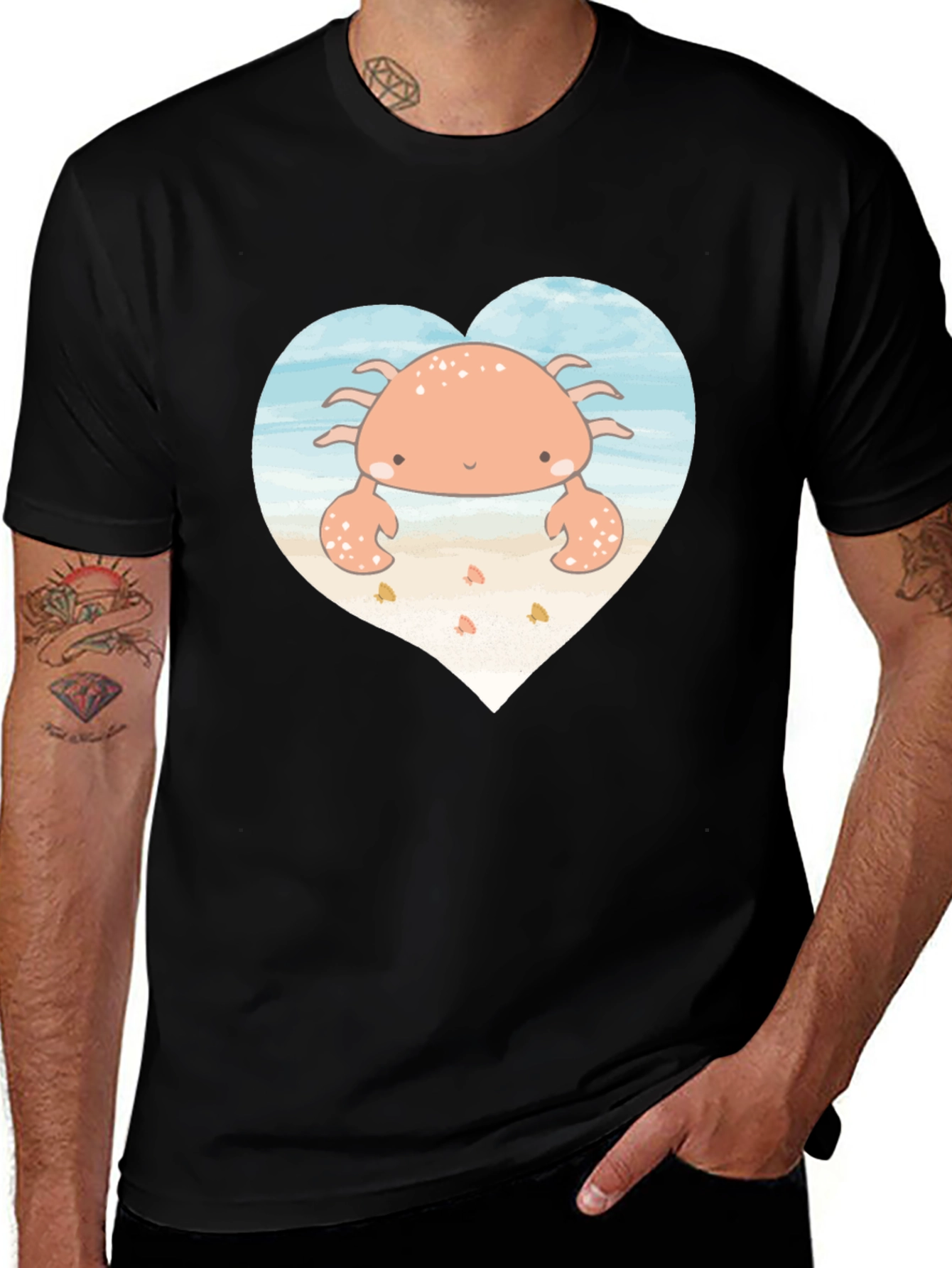 Cute Crab Heart Graphic T-Shirt