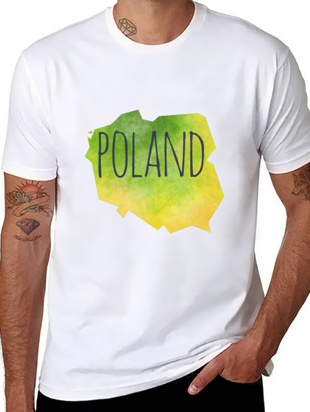 Poland Map Graphic Print Black T-Shirt