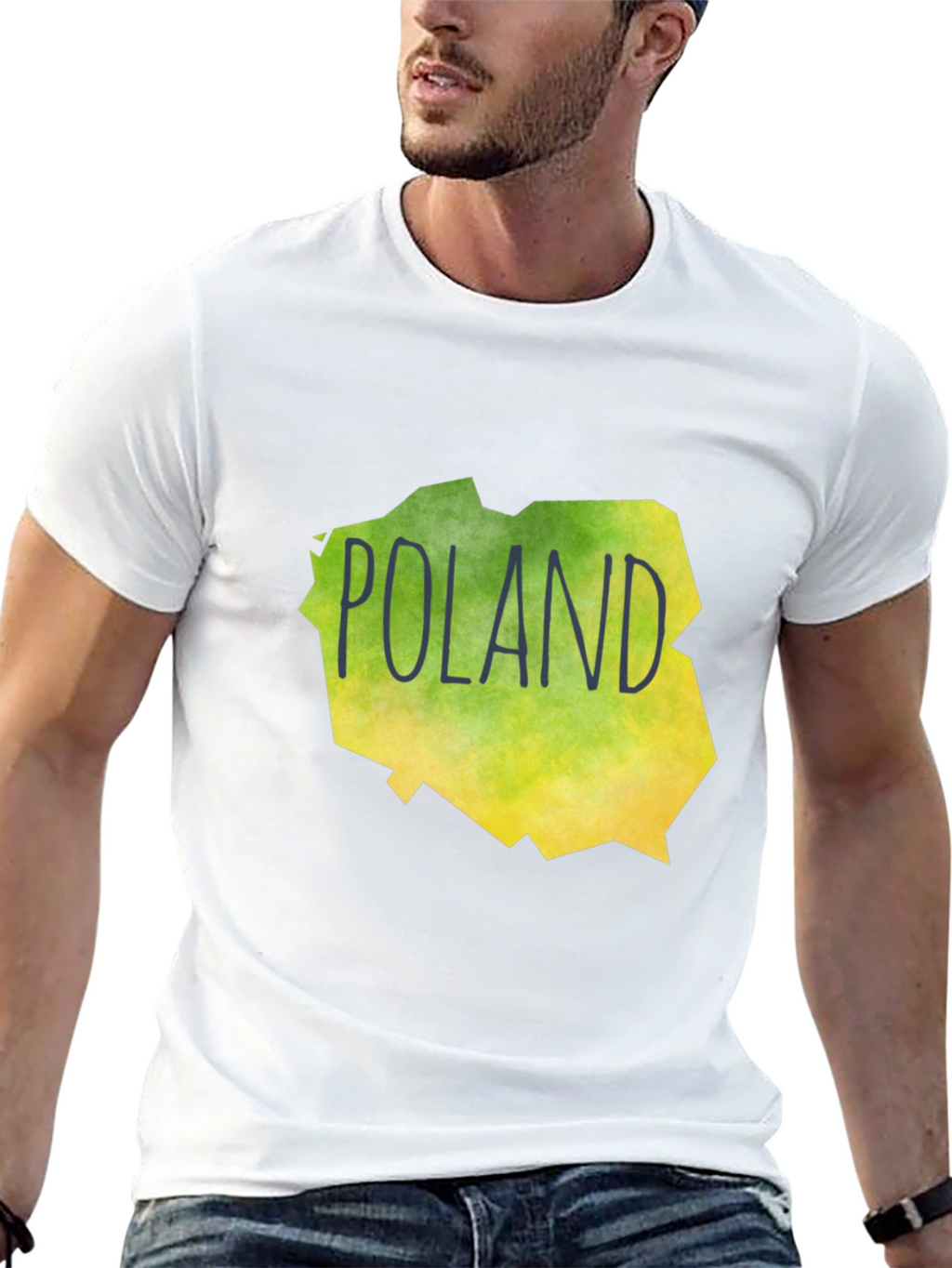 Poland Map Graphic Print Black T-Shirt