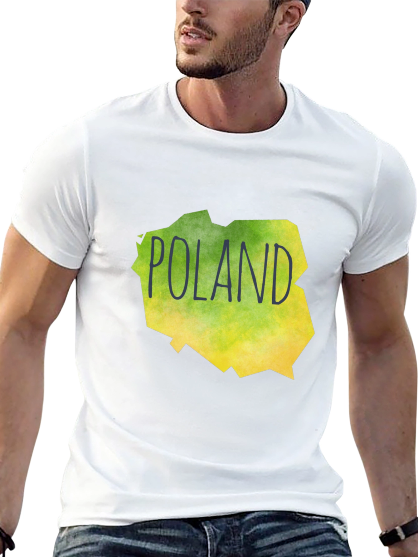 Poland Map Graphic Print Black T-Shirt