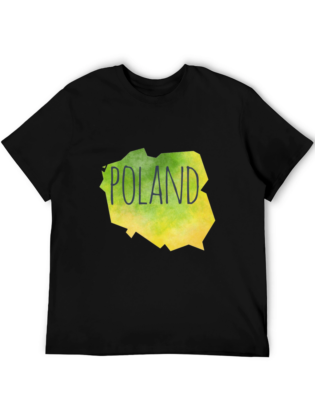 Poland Map Graphic Print Black T-Shirt