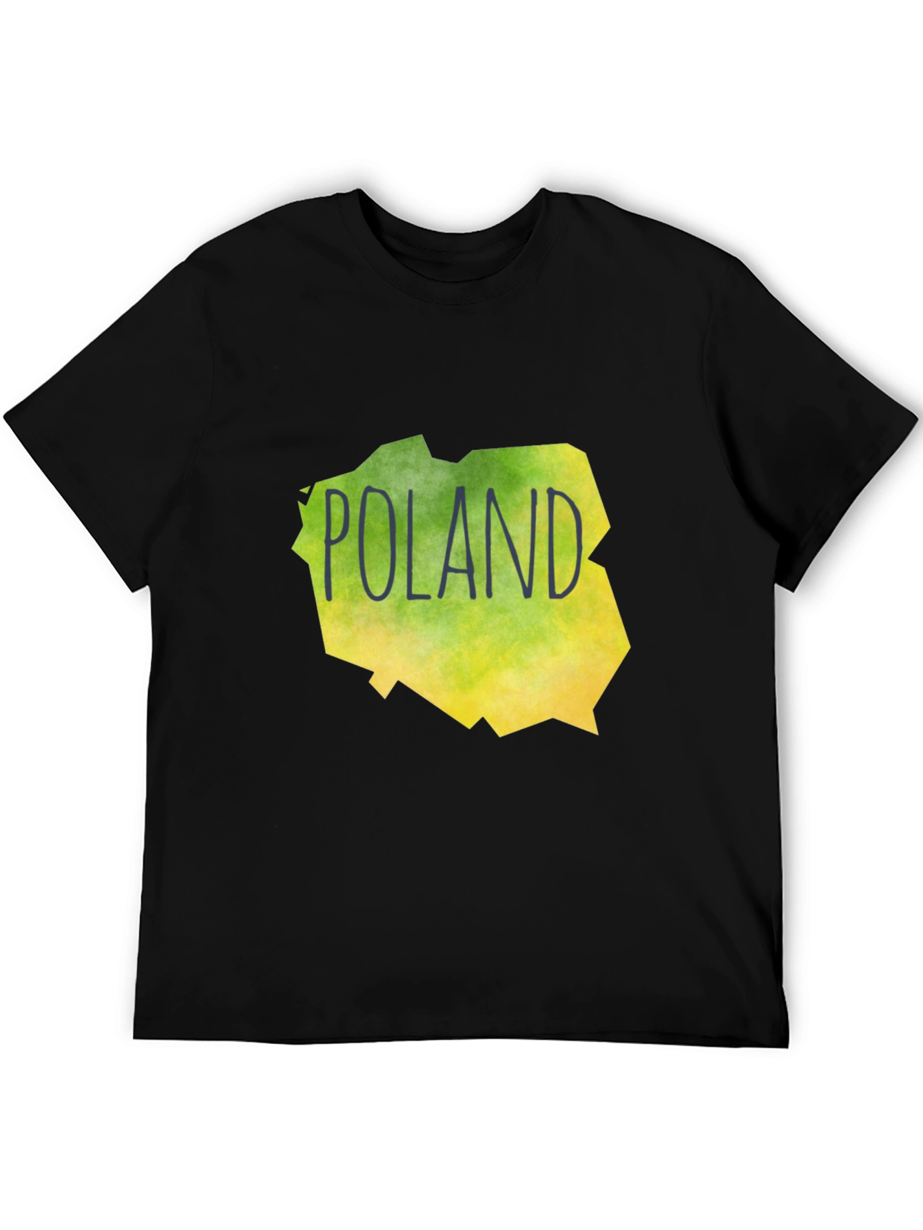 Poland Map Graphic Print Black T-Shirt