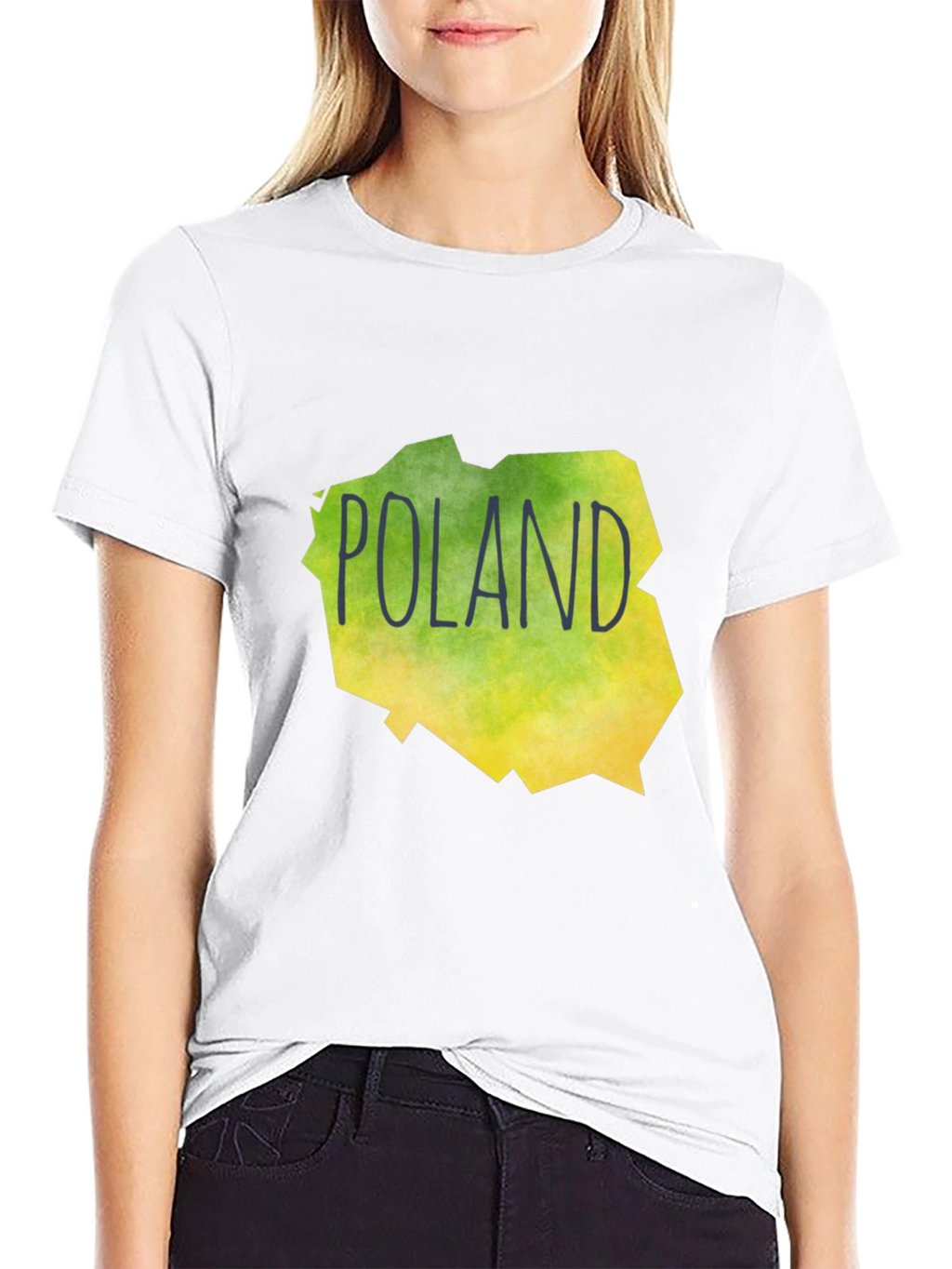 Poland Map Graphic Print Black T-Shirt
