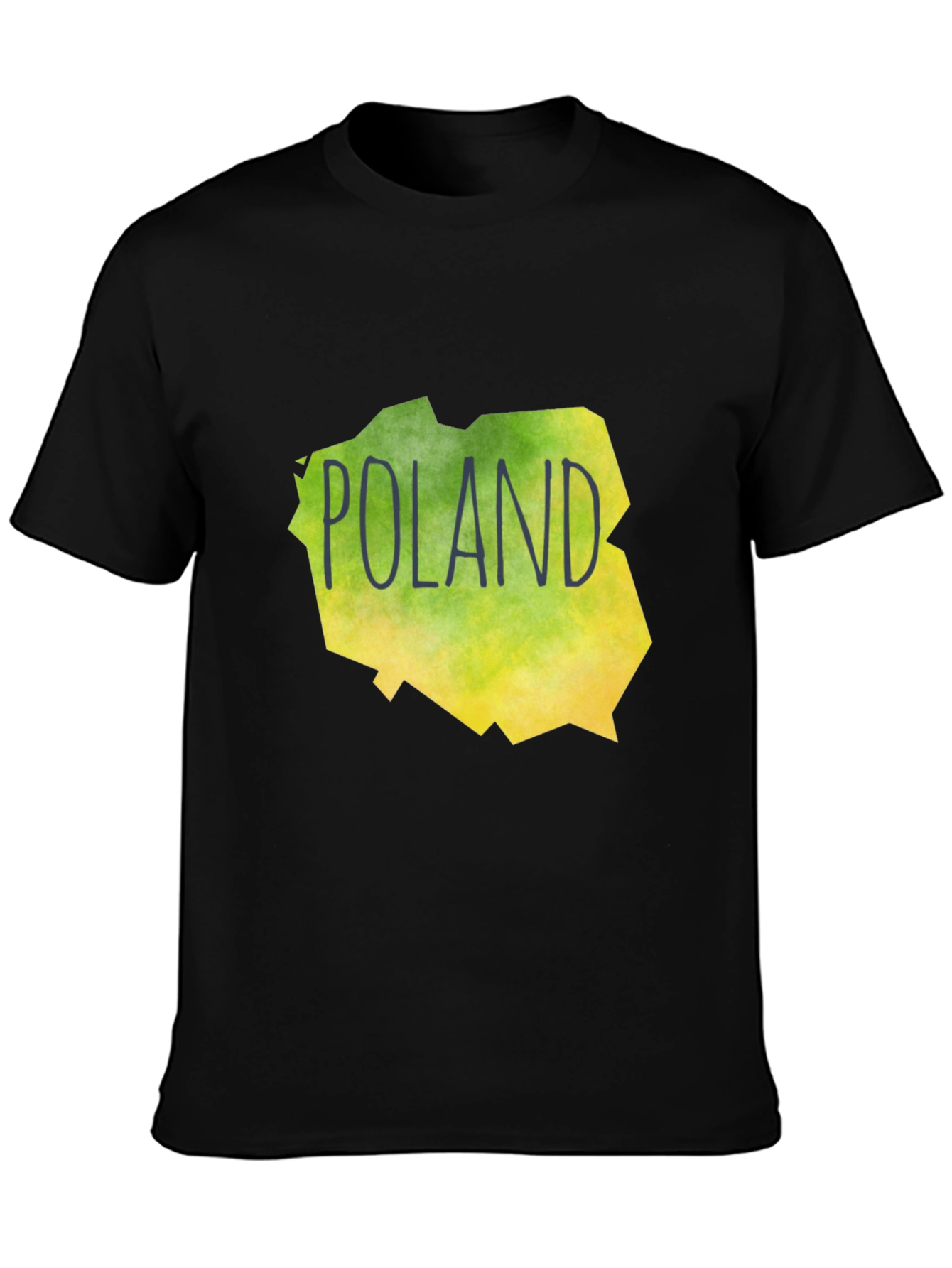 Poland Map Graphic Print Black T-Shirt