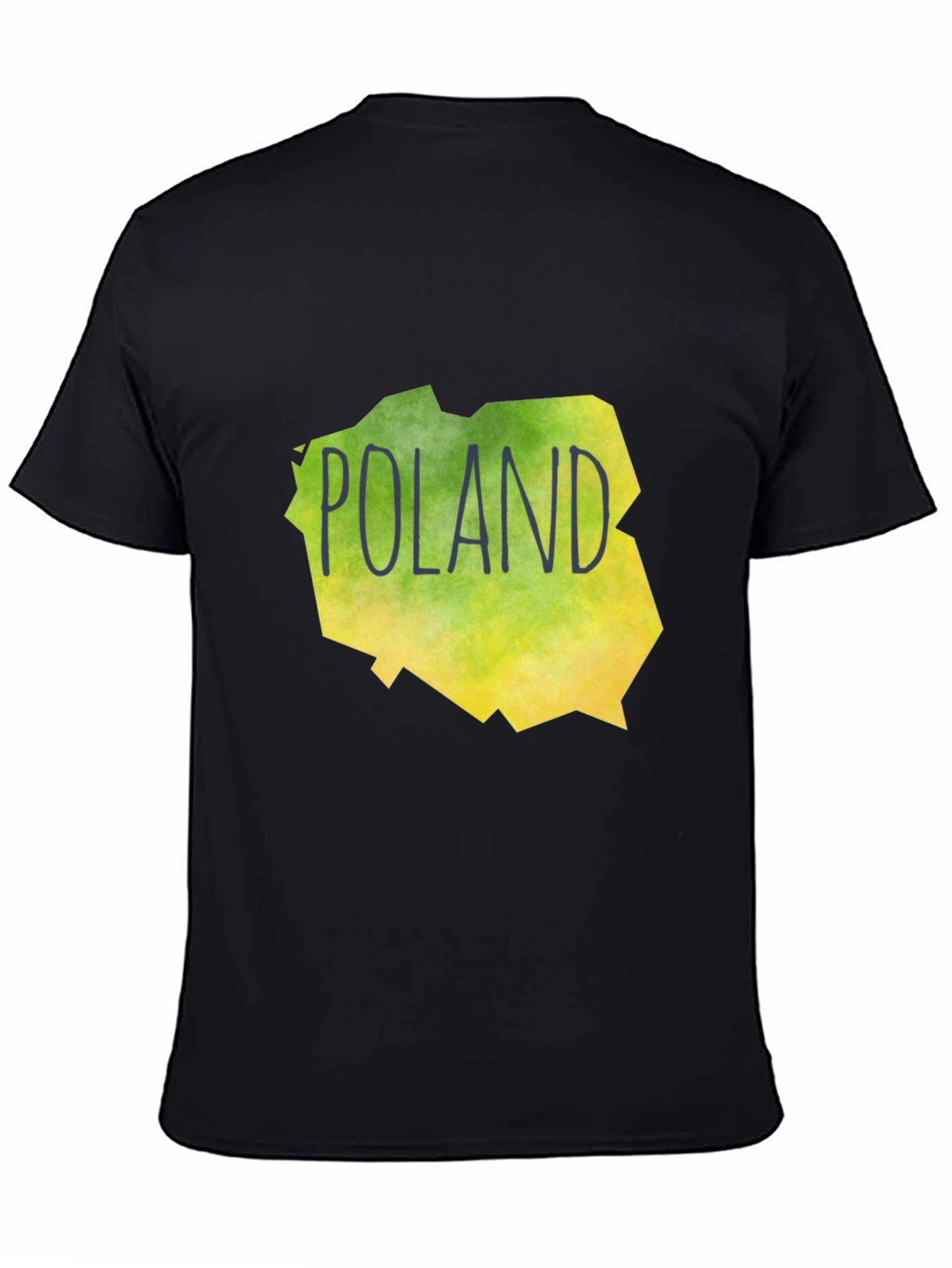 Poland Map Graphic Print Black T-Shirt