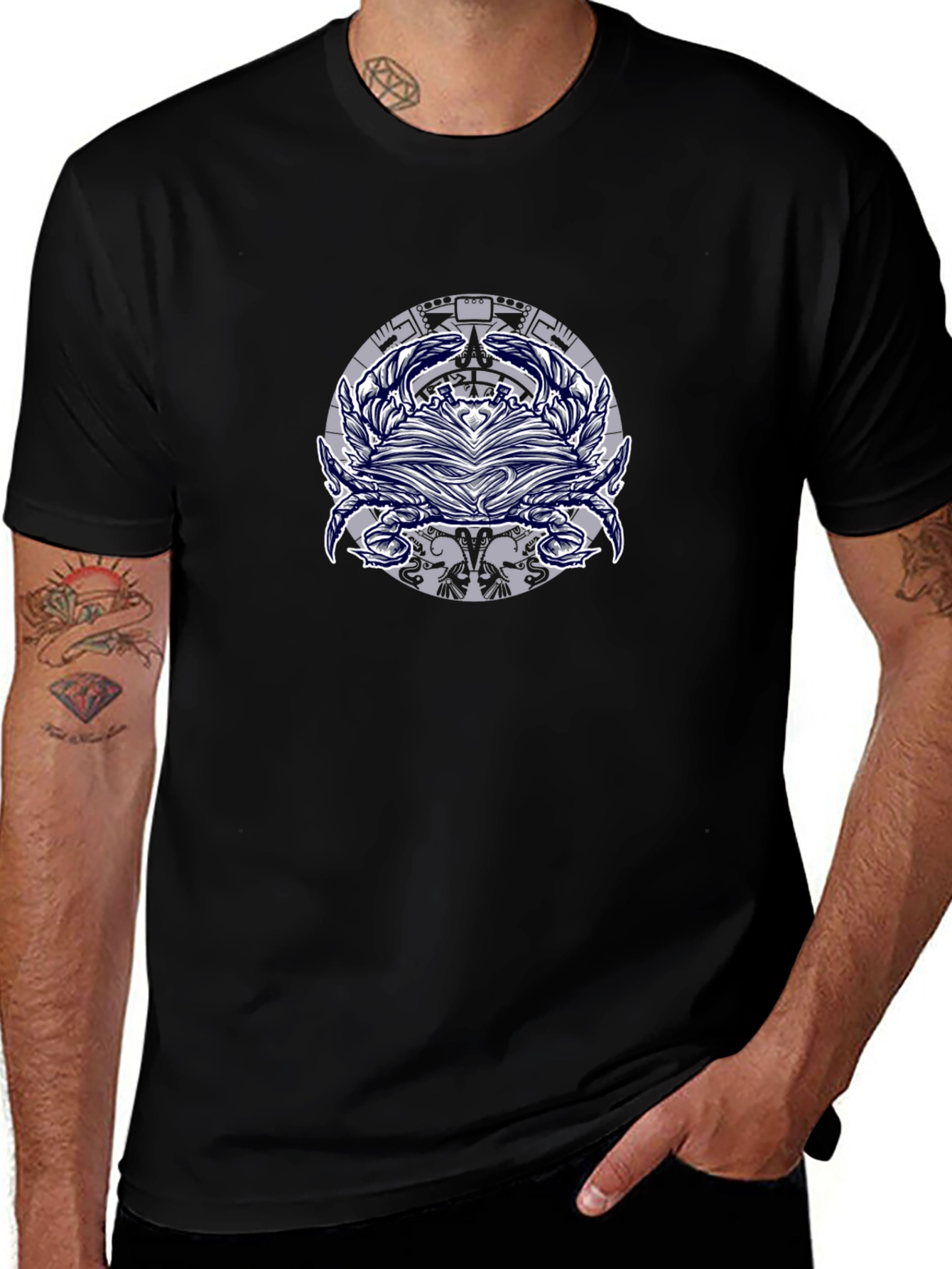Graphic Print Mens Black T-Shirt