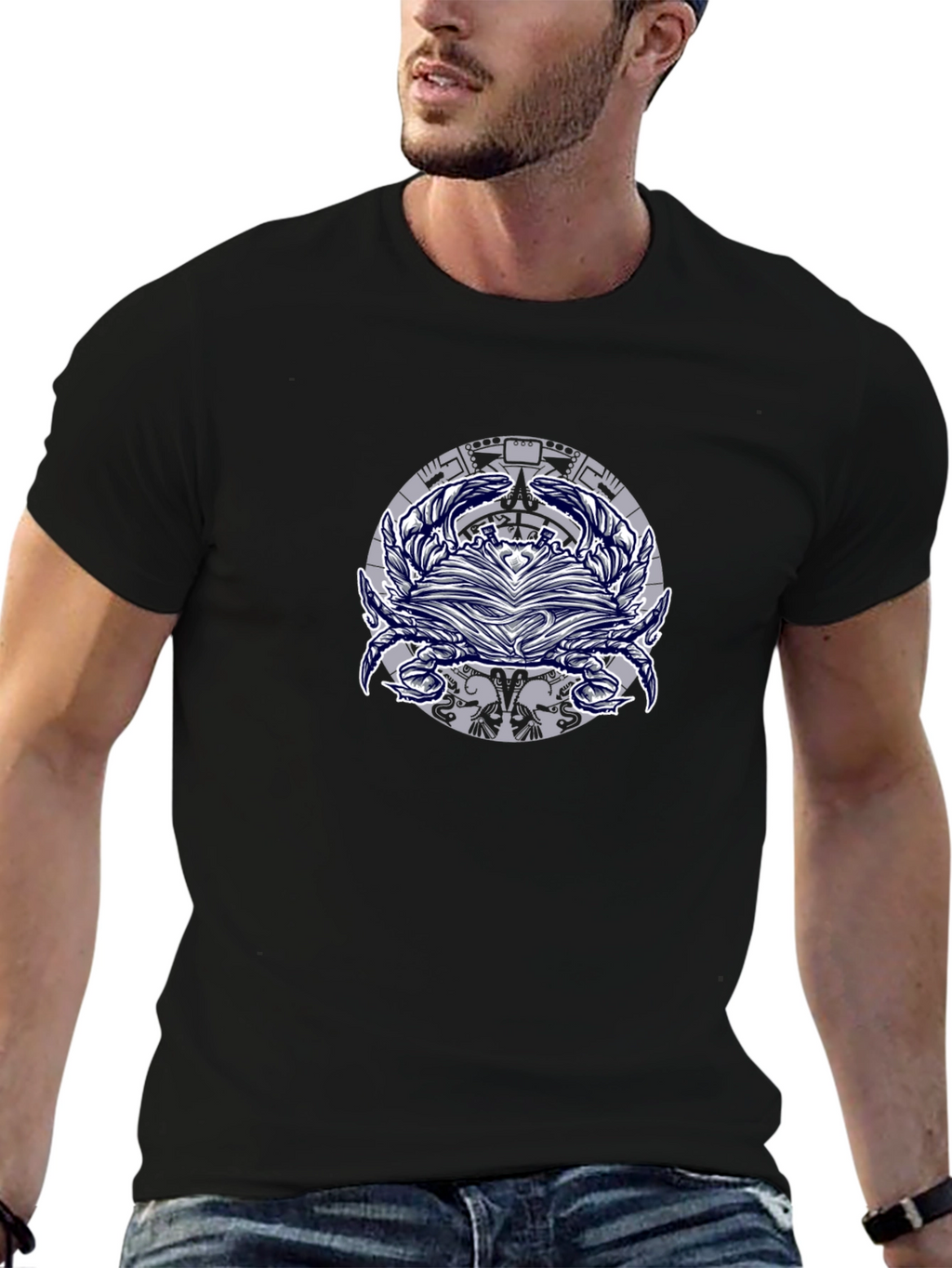 Graphic Print Mens Black T-Shirt