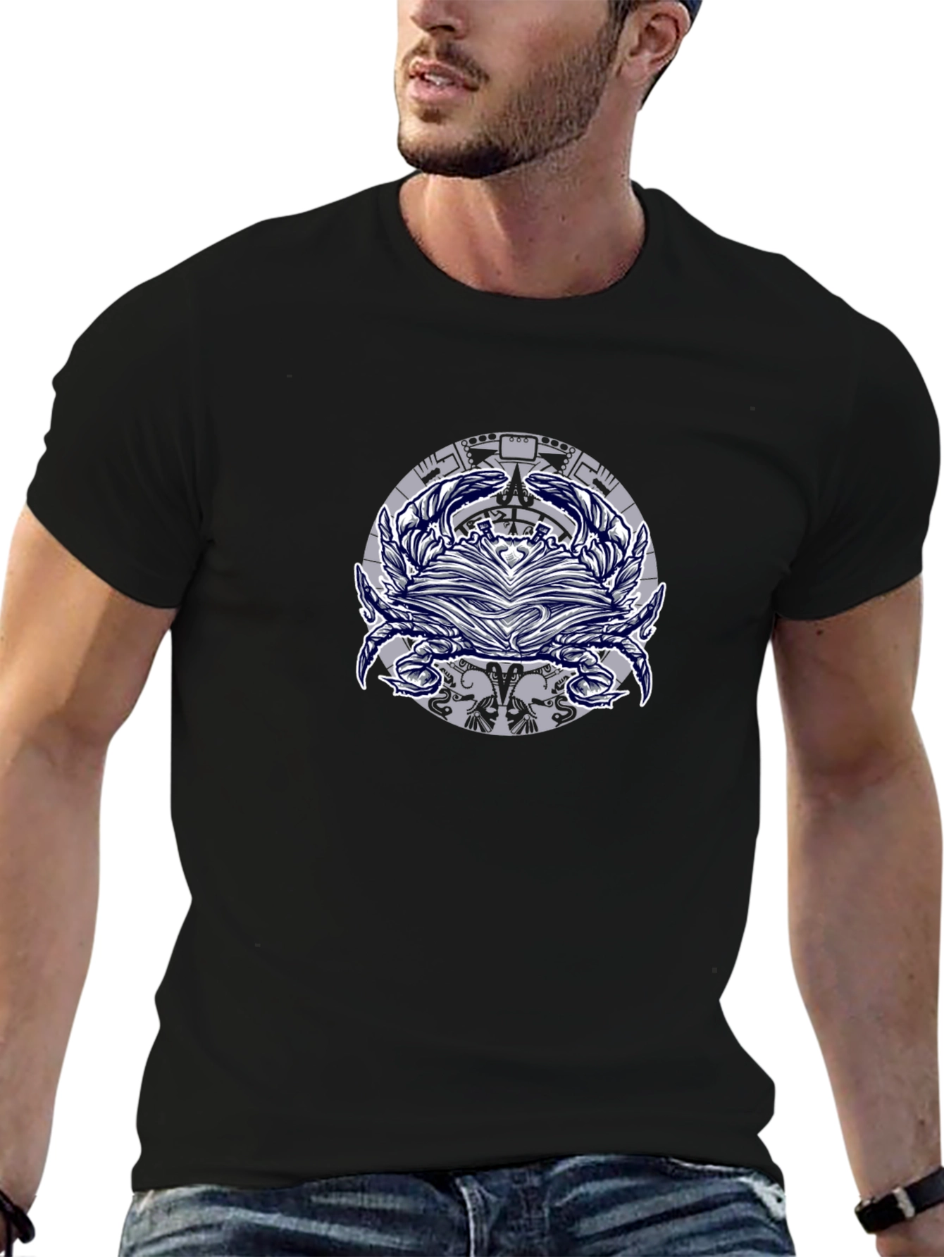 Graphic Print Mens Black T-Shirt