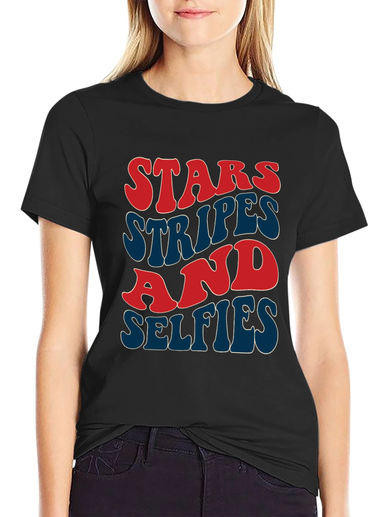 Stars Stripes and Selfies T-Shirt - Patriotic Style