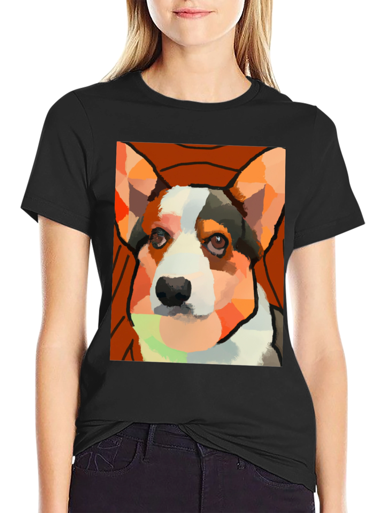 Abstract Corgi Art T-Shirt - Unique Dog Lover Tee