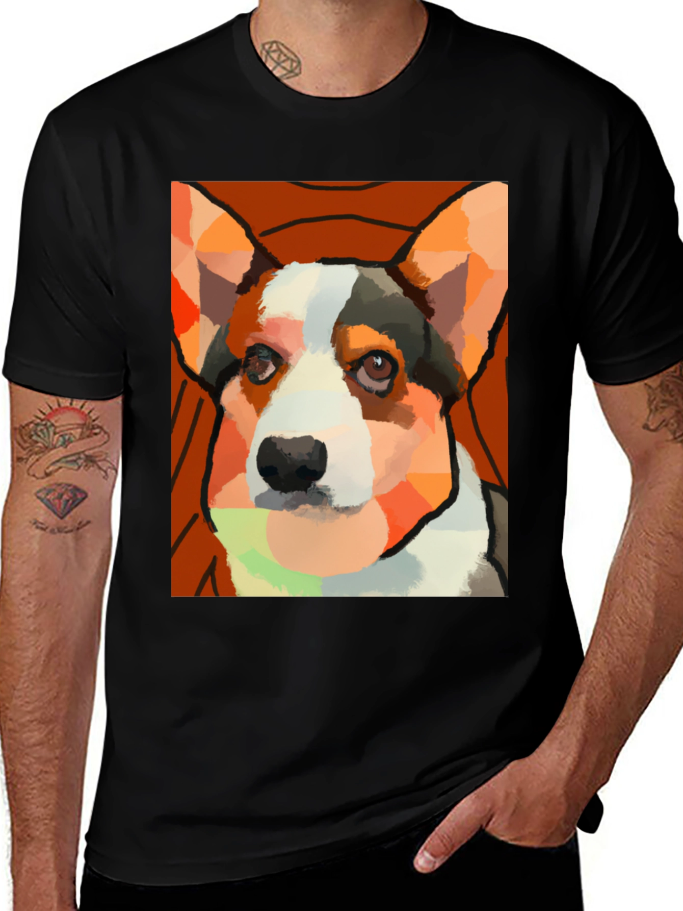 Abstract Corgi Art T-Shirt - Unique Dog Lover Tee
