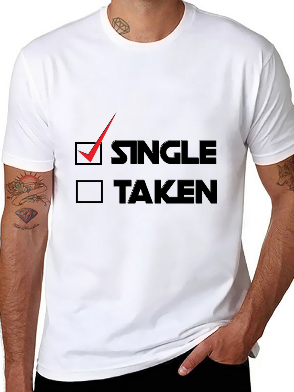 Single Checkbox Graphic Tee - Black Cotton T-Shirt