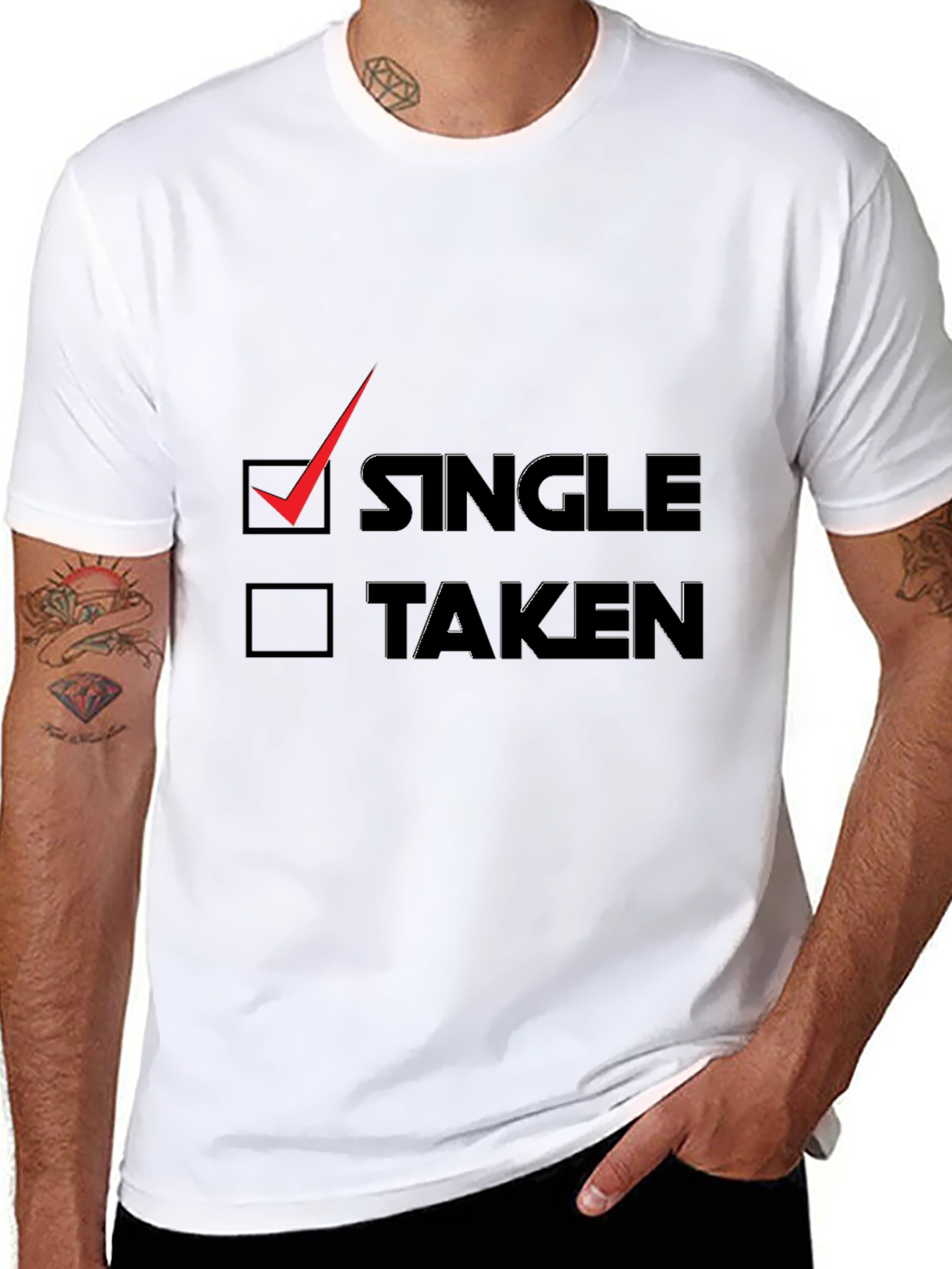 Single Checkbox Graphic Tee - Black Cotton T-Shirt
