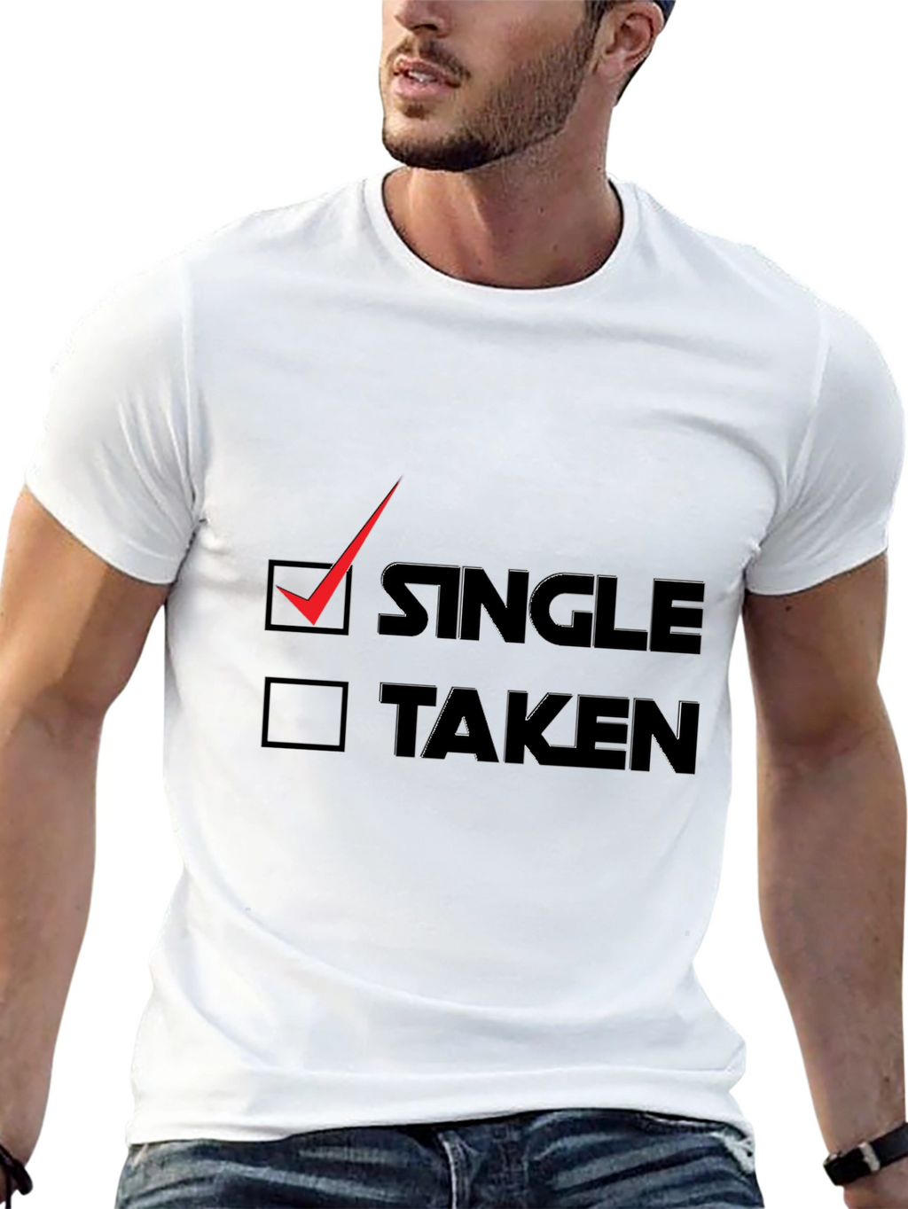 Single Checkbox Graphic Tee - Black Cotton T-Shirt