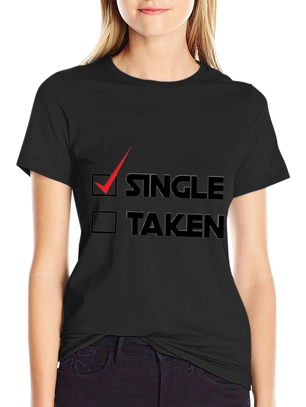 Single Checkbox Graphic Tee - Black Cotton T-Shirt