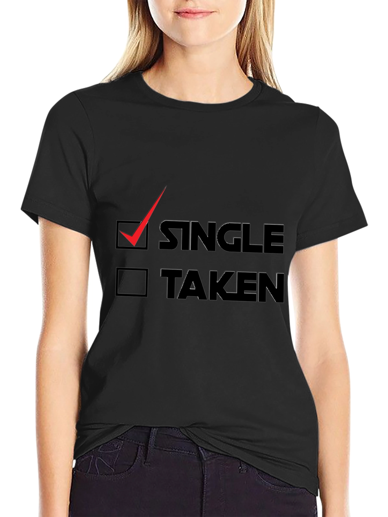 Single Checkbox Graphic Tee - Black Cotton T-Shirt