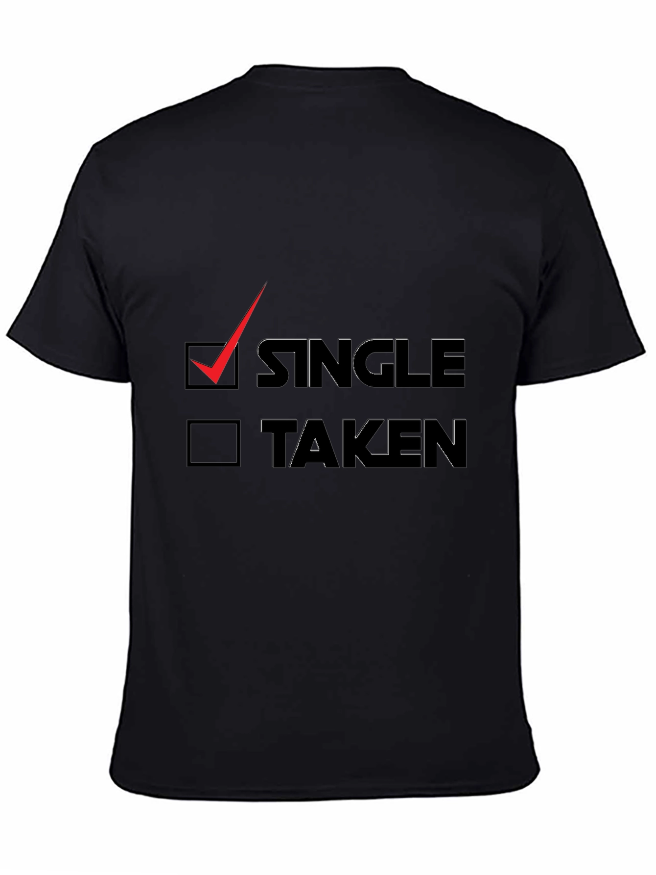 Single Checkbox Graphic Tee - Black Cotton T-Shirt
