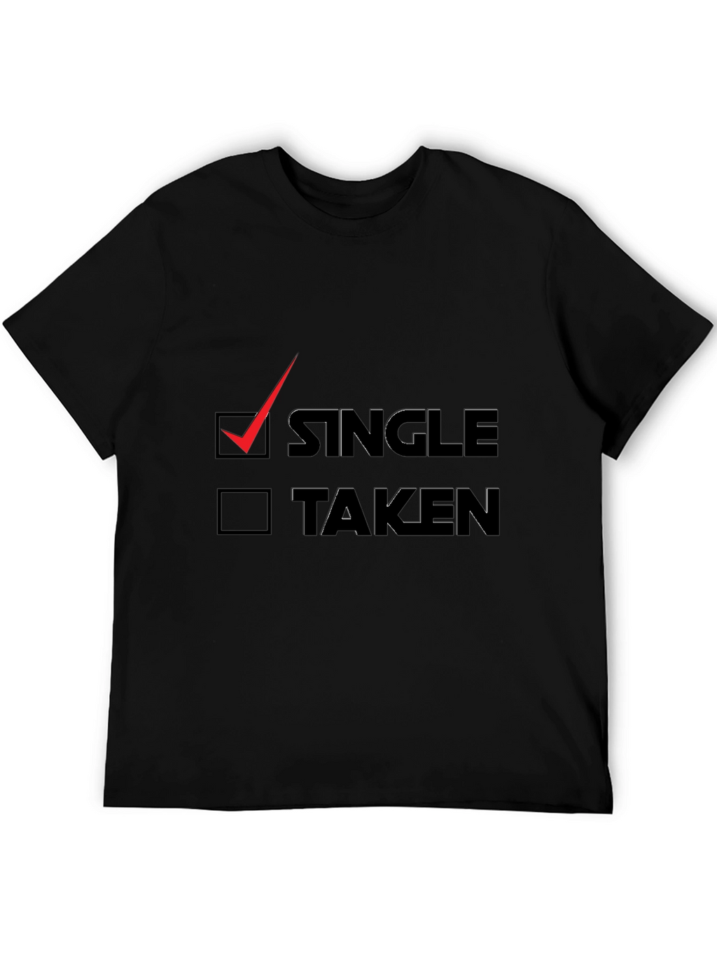 Single Checkbox Graphic Tee - Black Cotton T-Shirt
