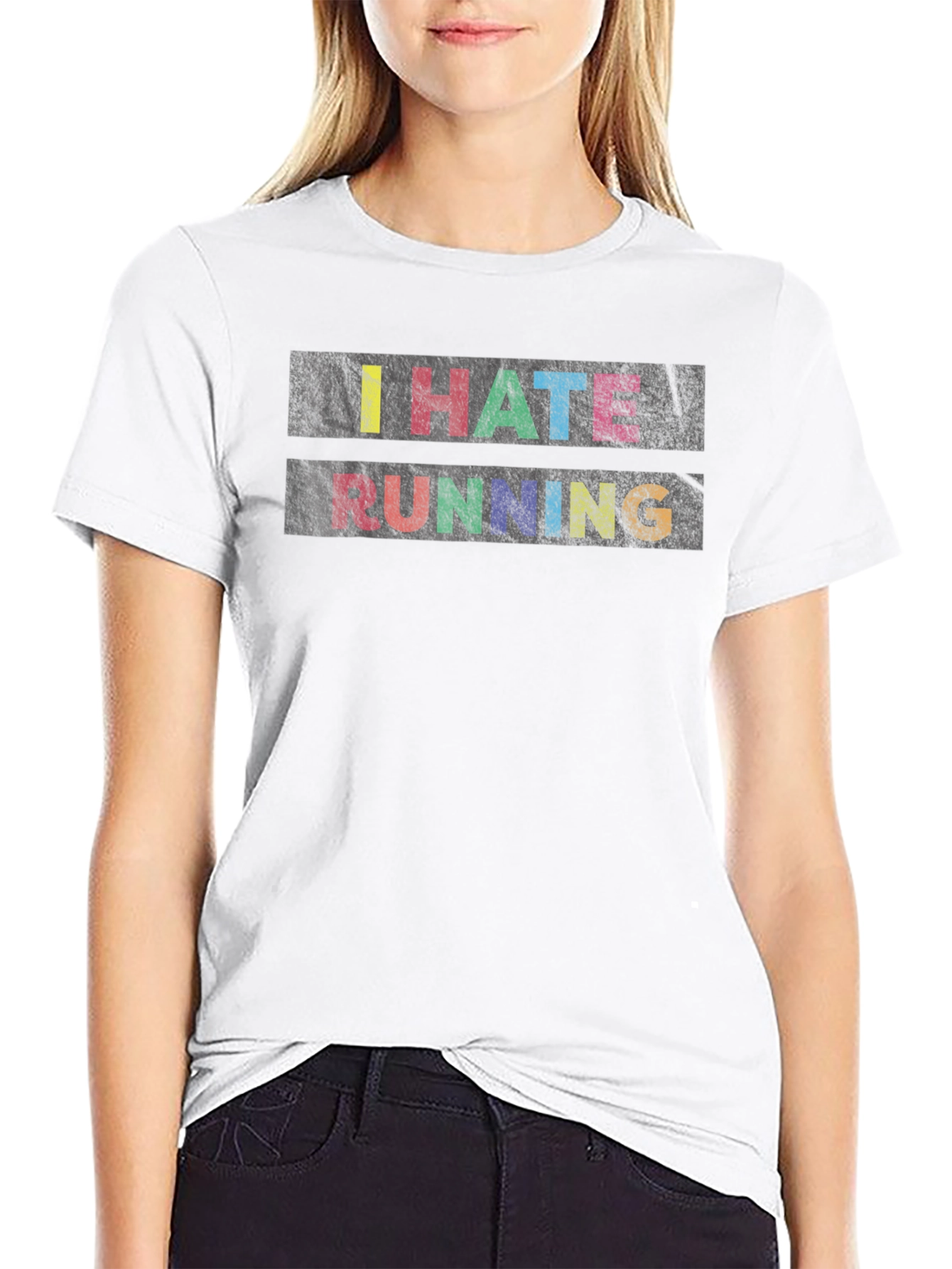 I Hate Running Graphic Tee - Funny Novelty Shirt