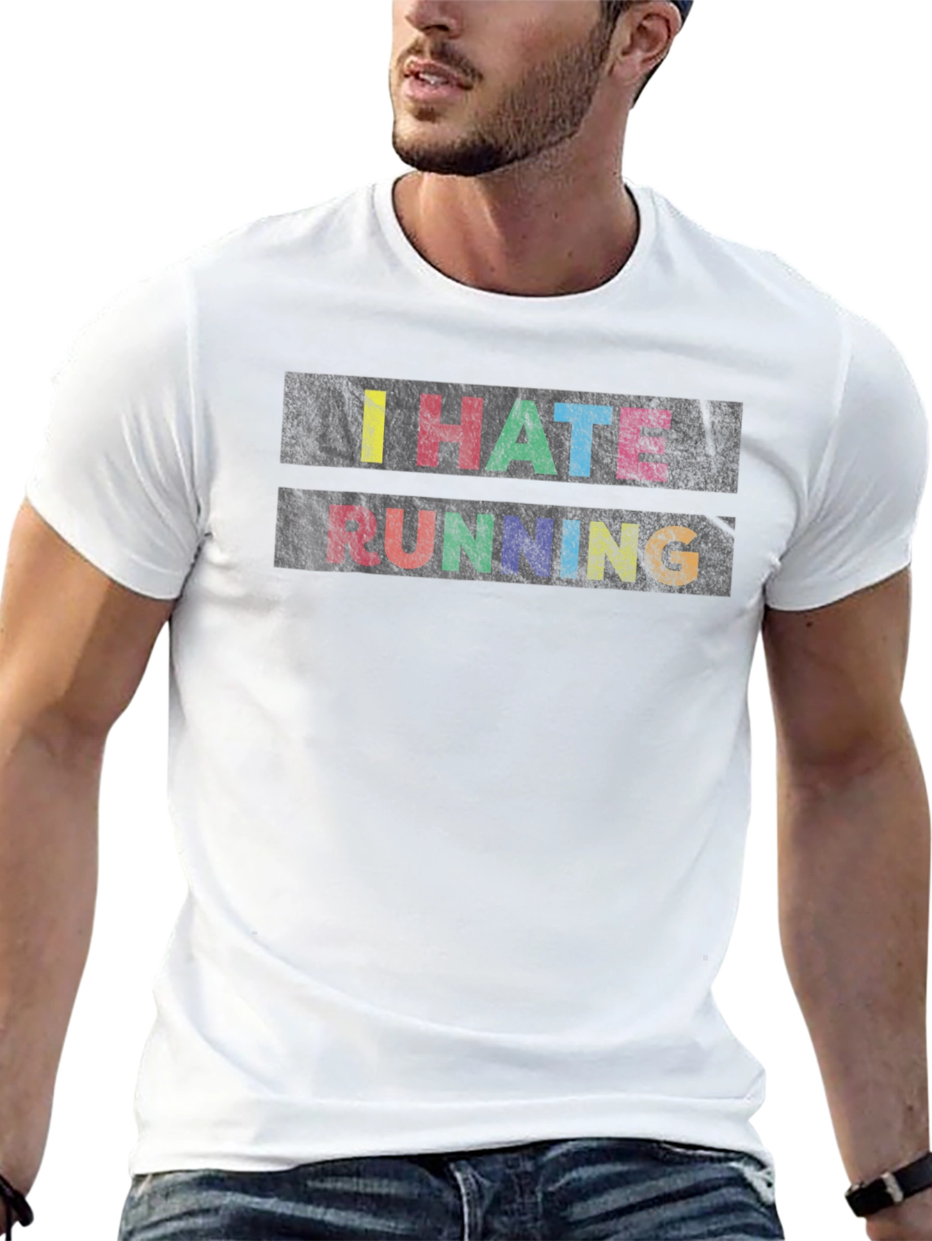I Hate Running Graphic Tee - Funny Novelty Shirt