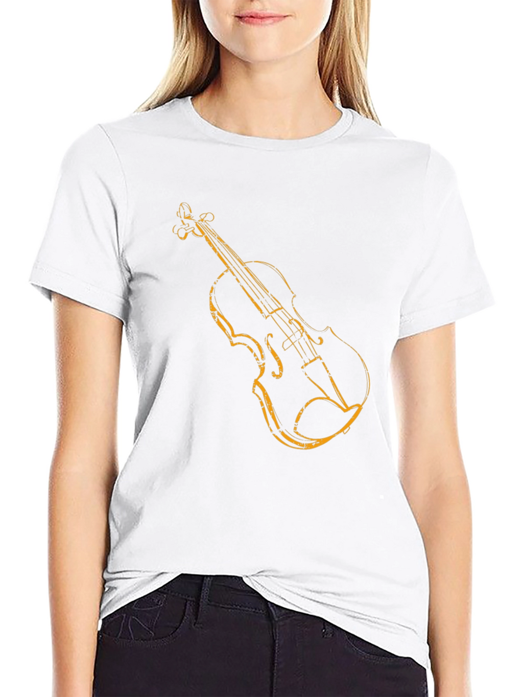 Violin Graphic Tee - Black Short Sleeve Shirt
