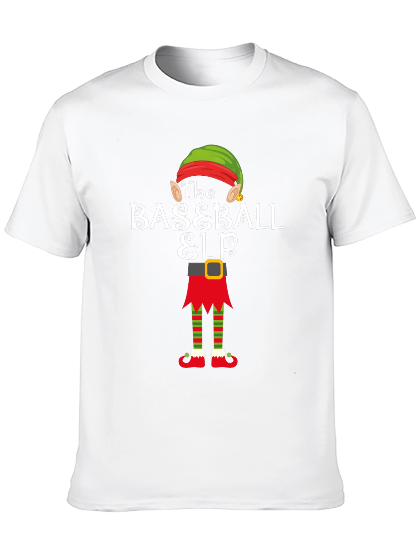 Baseball Elf Holiday T-Shirt - Christmas Team Spirit Tee