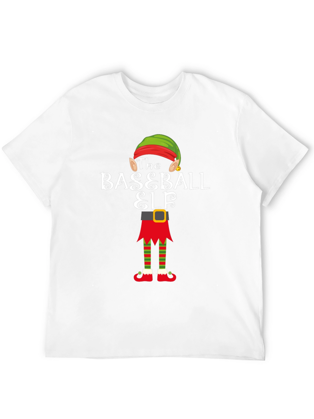 Baseball Elf Holiday T-Shirt - Christmas Team Spirit Tee