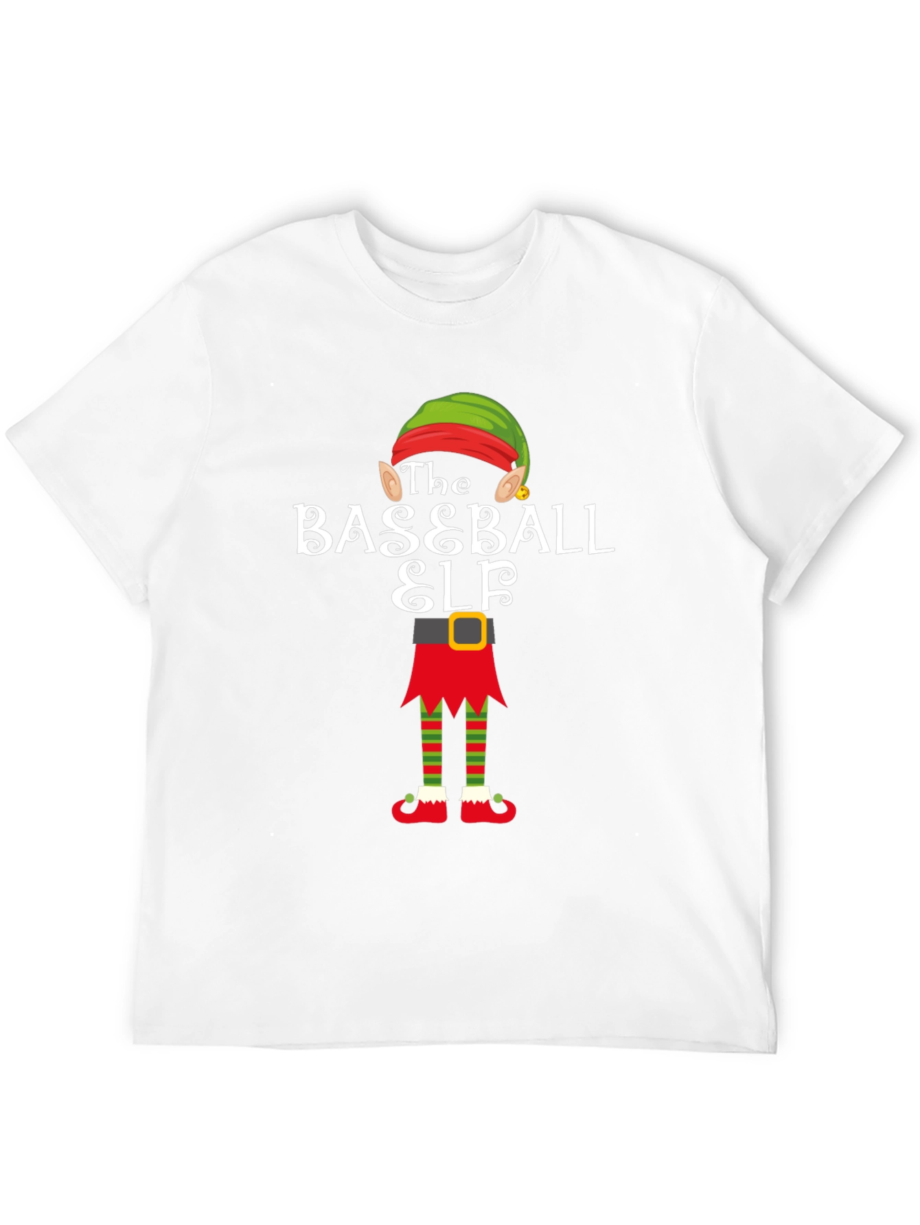 Baseball Elf Holiday T-Shirt - Christmas Team Spirit Tee