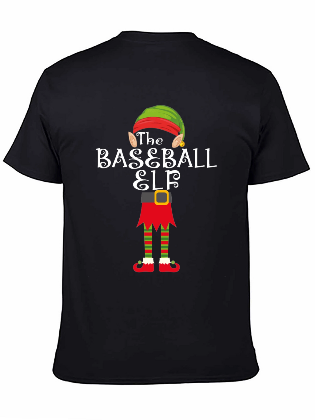 Baseball Elf Holiday T-Shirt - Christmas Team Spirit Tee