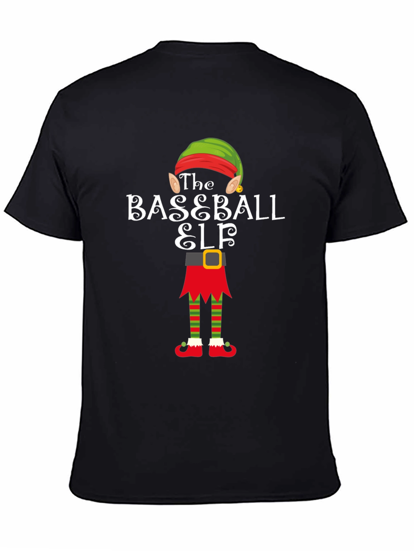 Baseball Elf Holiday T-Shirt - Christmas Team Spirit Tee