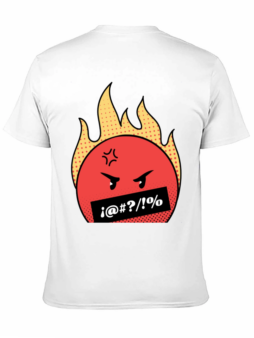 Fiery Rage Emoji Graphic Tee - Black Cotton T-Shirt