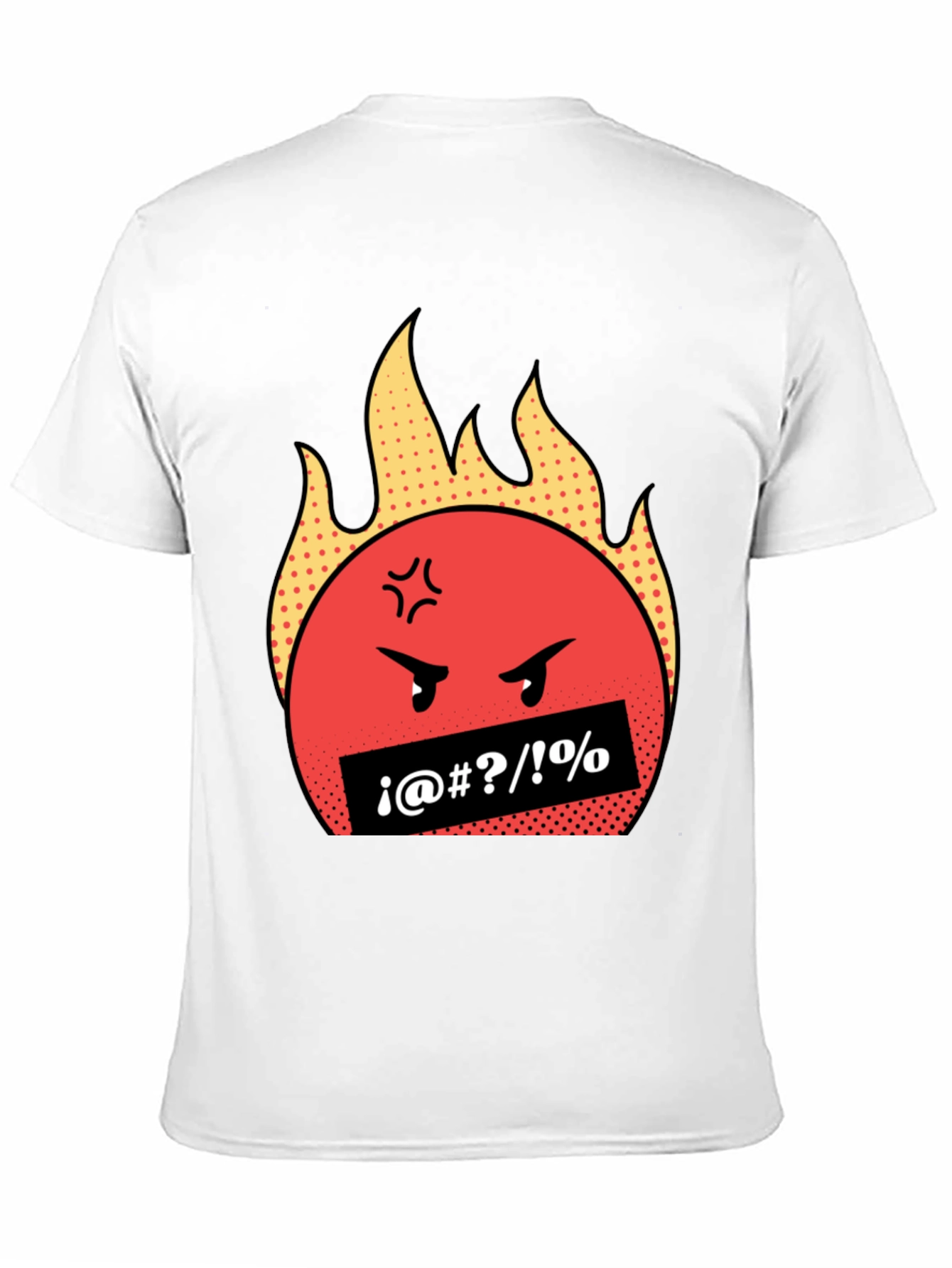 Fiery Rage Emoji Graphic Tee - Black Cotton T-Shirt