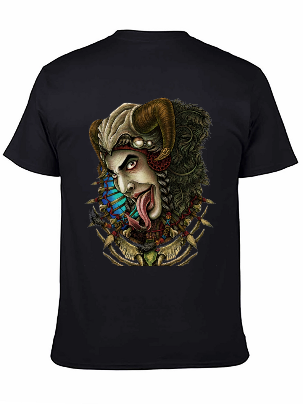 Horned Devil Graphic Print Black T-Shirt