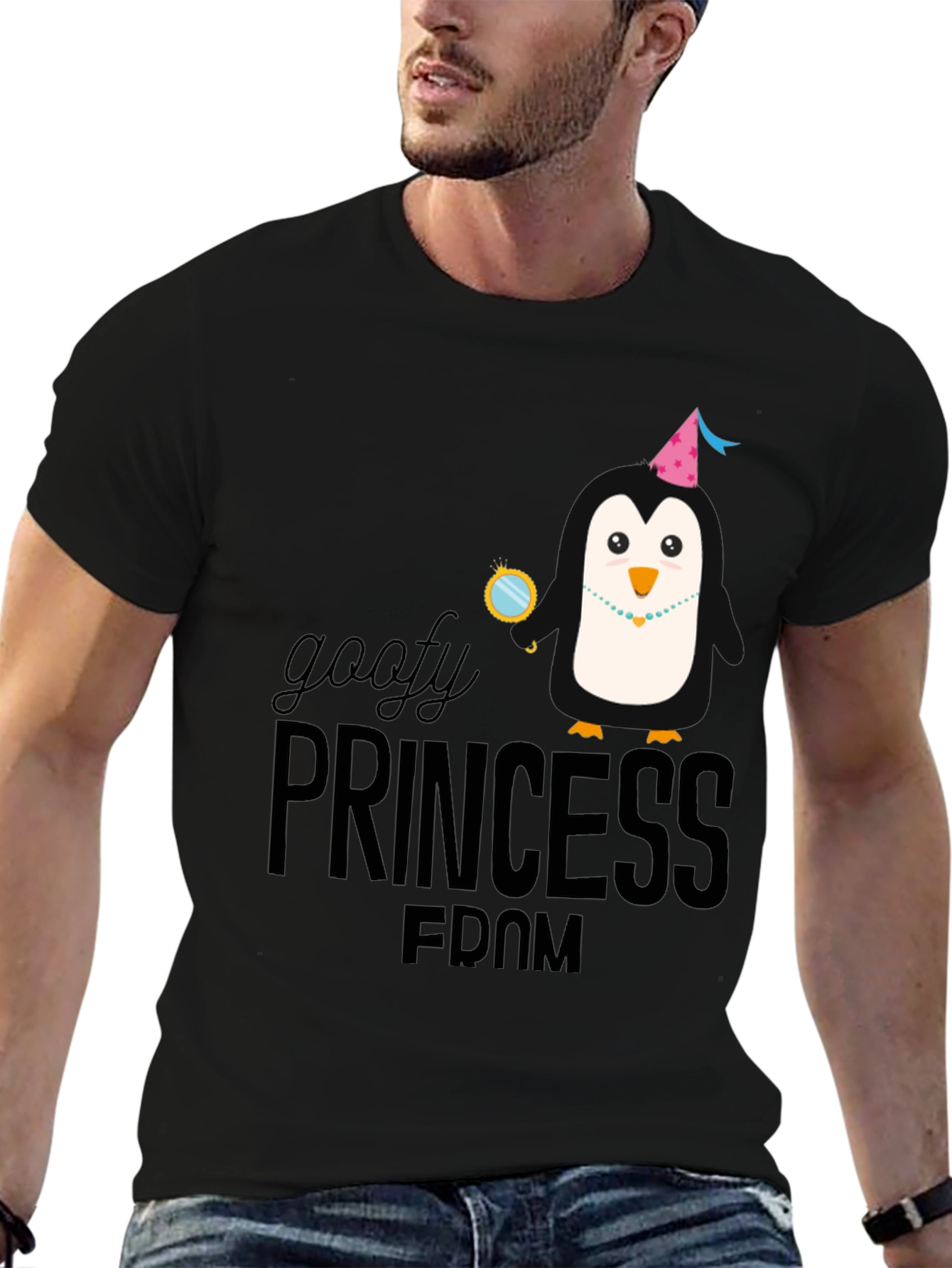Goofy Princess FDOM Black T-Shirt Penguin