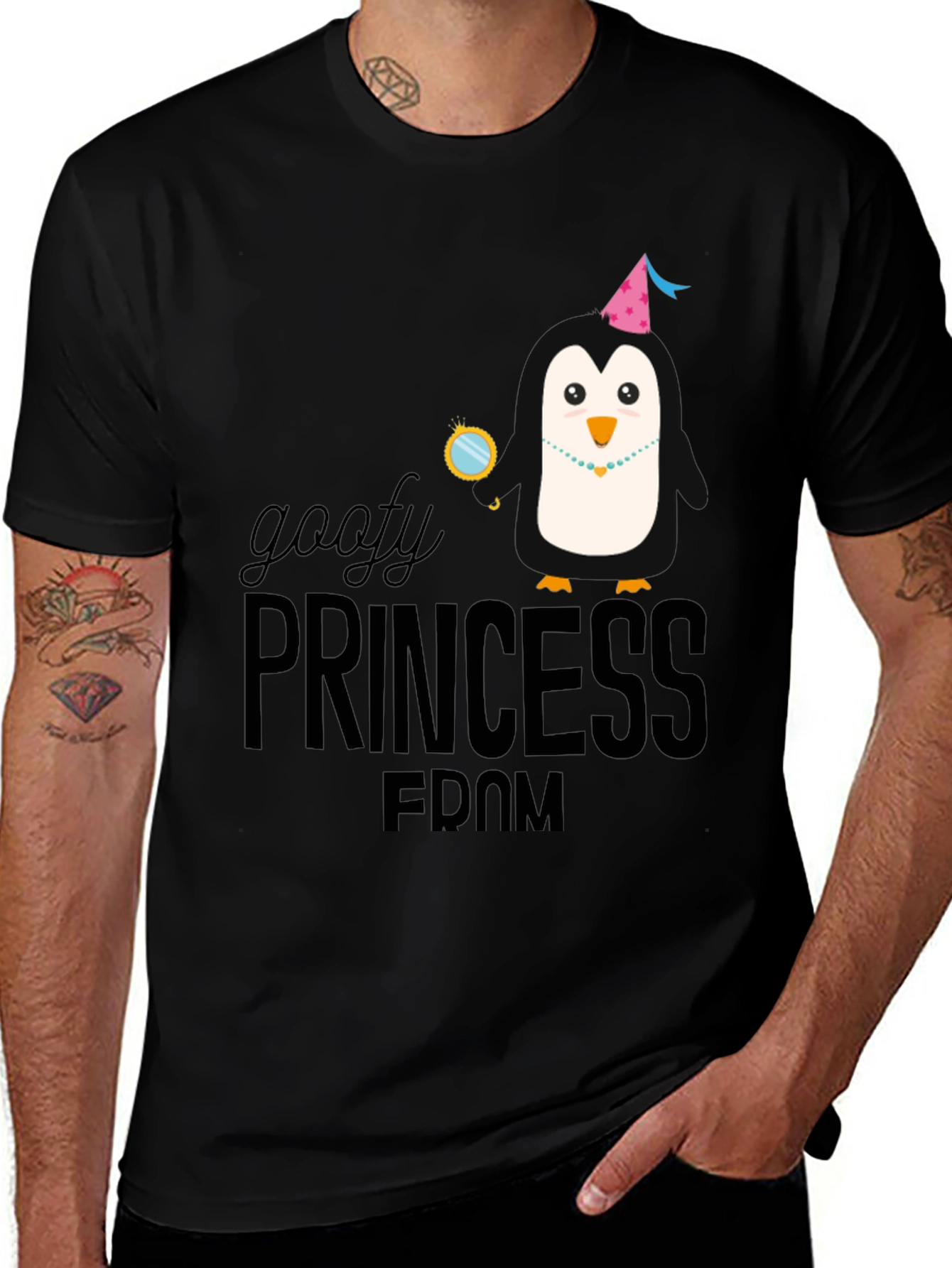 Goofy Princess FDOM Black T-Shirt Penguin