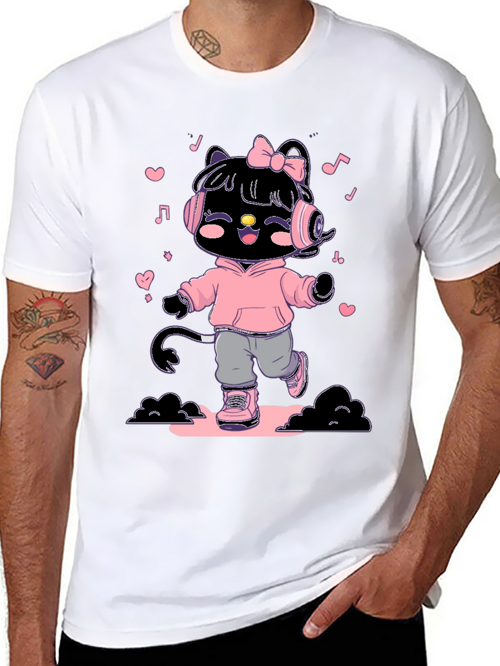 Cute Kitty DJ Graphic T-Shirt