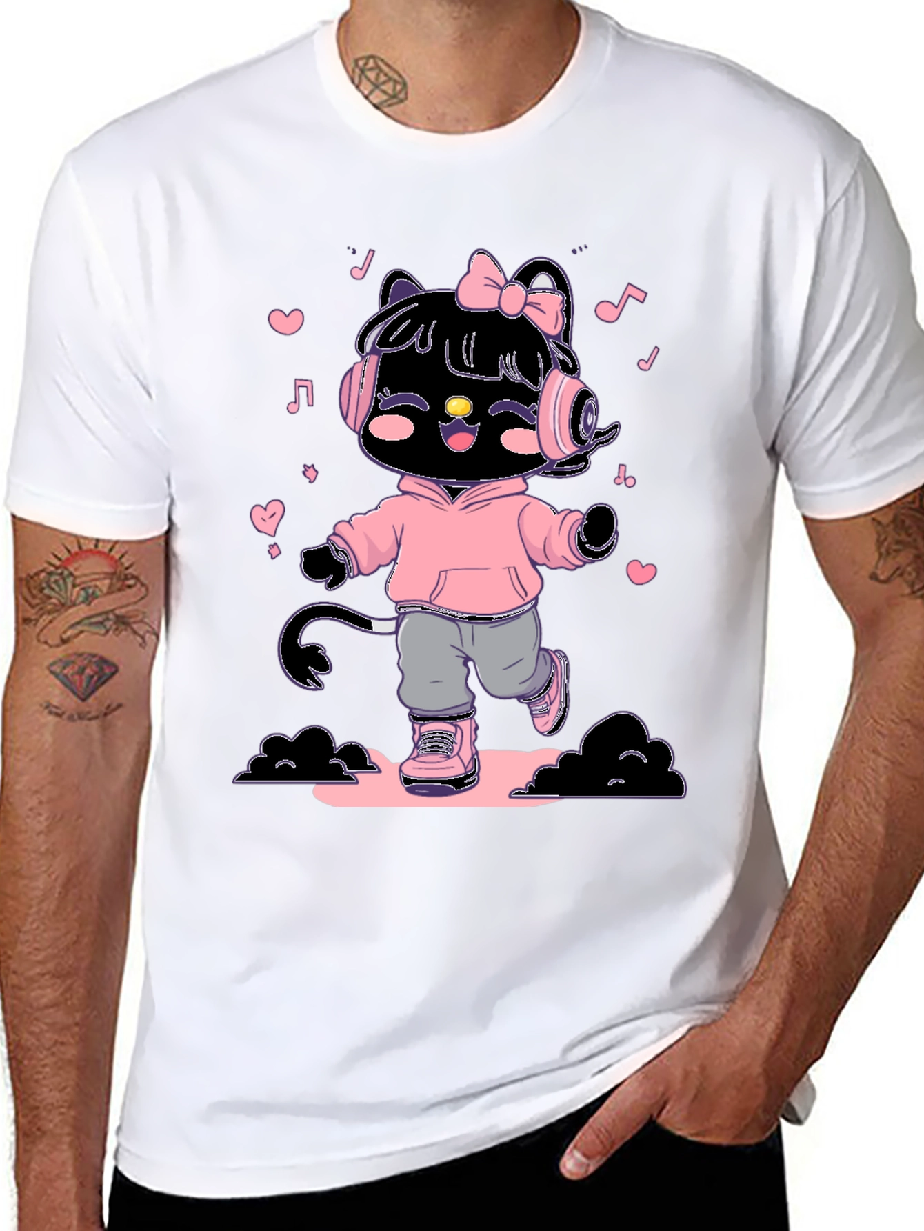 Cute Kitty DJ Graphic T-Shirt